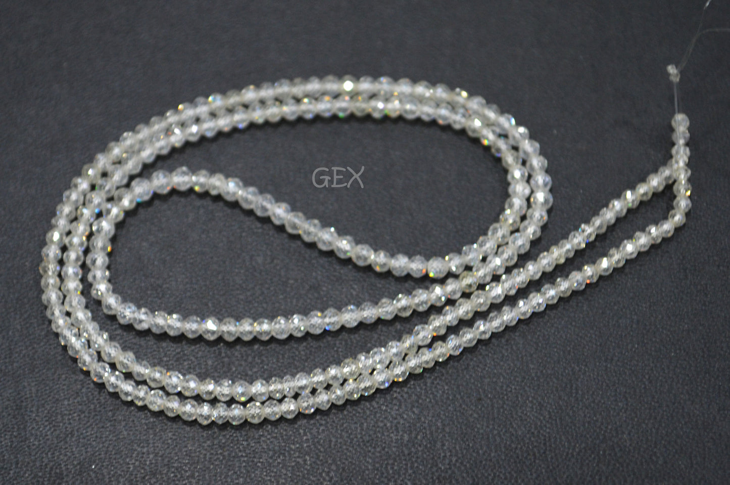 Natural White Diamond Faceted Round Shape Beads , White Diamond Faceted Beads , 19.5 Inches , 2.20 - 3 mm , DD-32