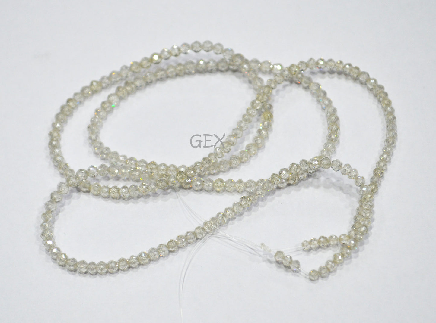 Natural White Diamond Faceted Round Shape Beads , White Diamond Faceted Beads , 19.5 Inches , 2.20 - 3 mm , DD-32
