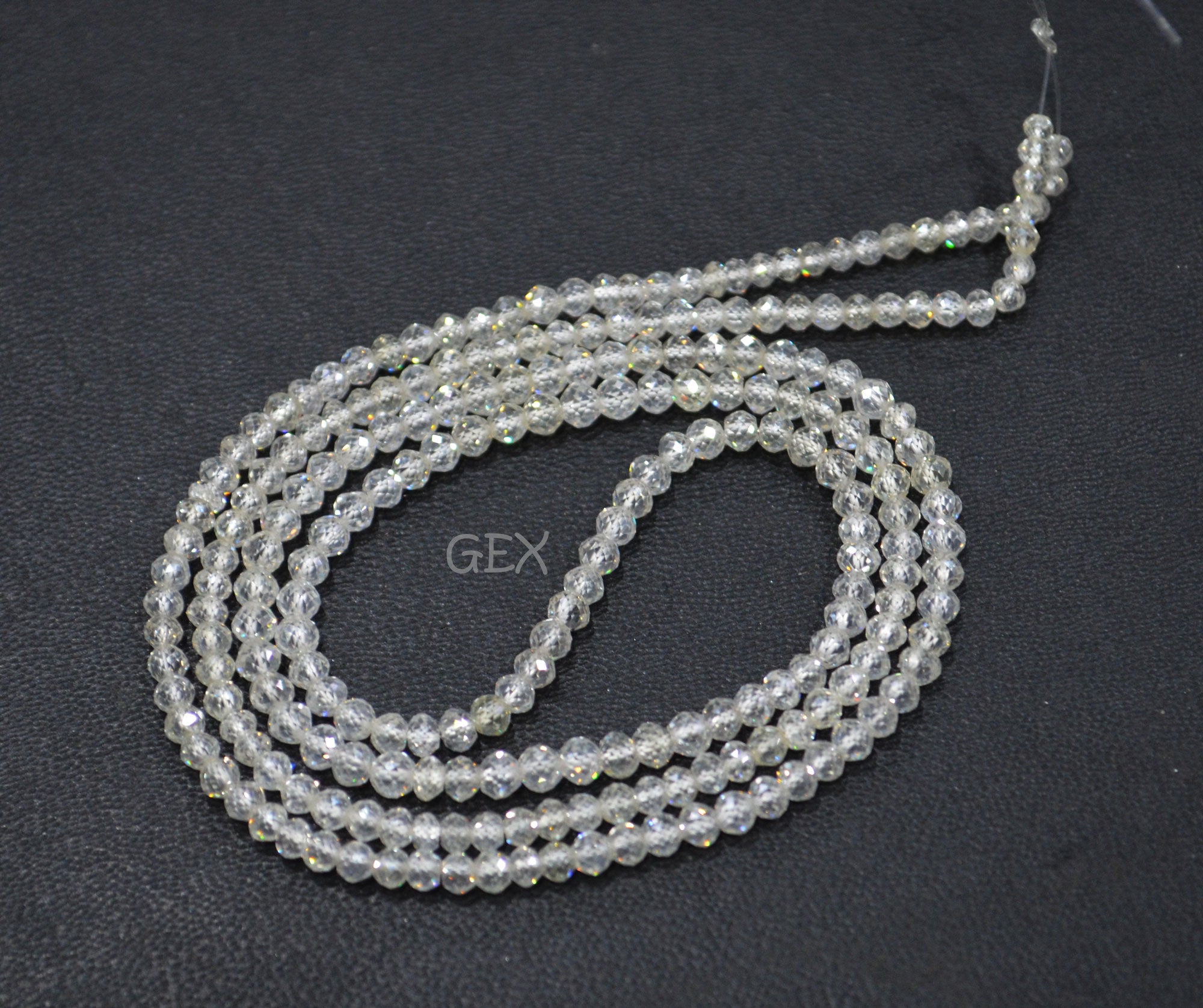 Natural White Diamond Faceted Round Shape Beads , White Diamond Faceted Beads , 19.5 Inches , 2.20 - 3 mm , DD-32