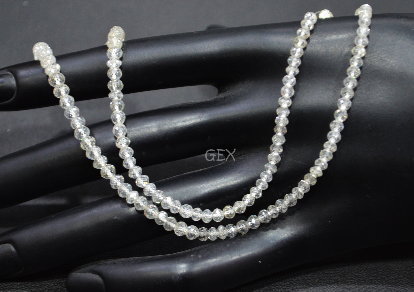 Natural White Diamond Faceted Round Shape Beads , White Diamond Faceted Beads , 18 Inches , 2.80 - 3.90 mm , DD-40