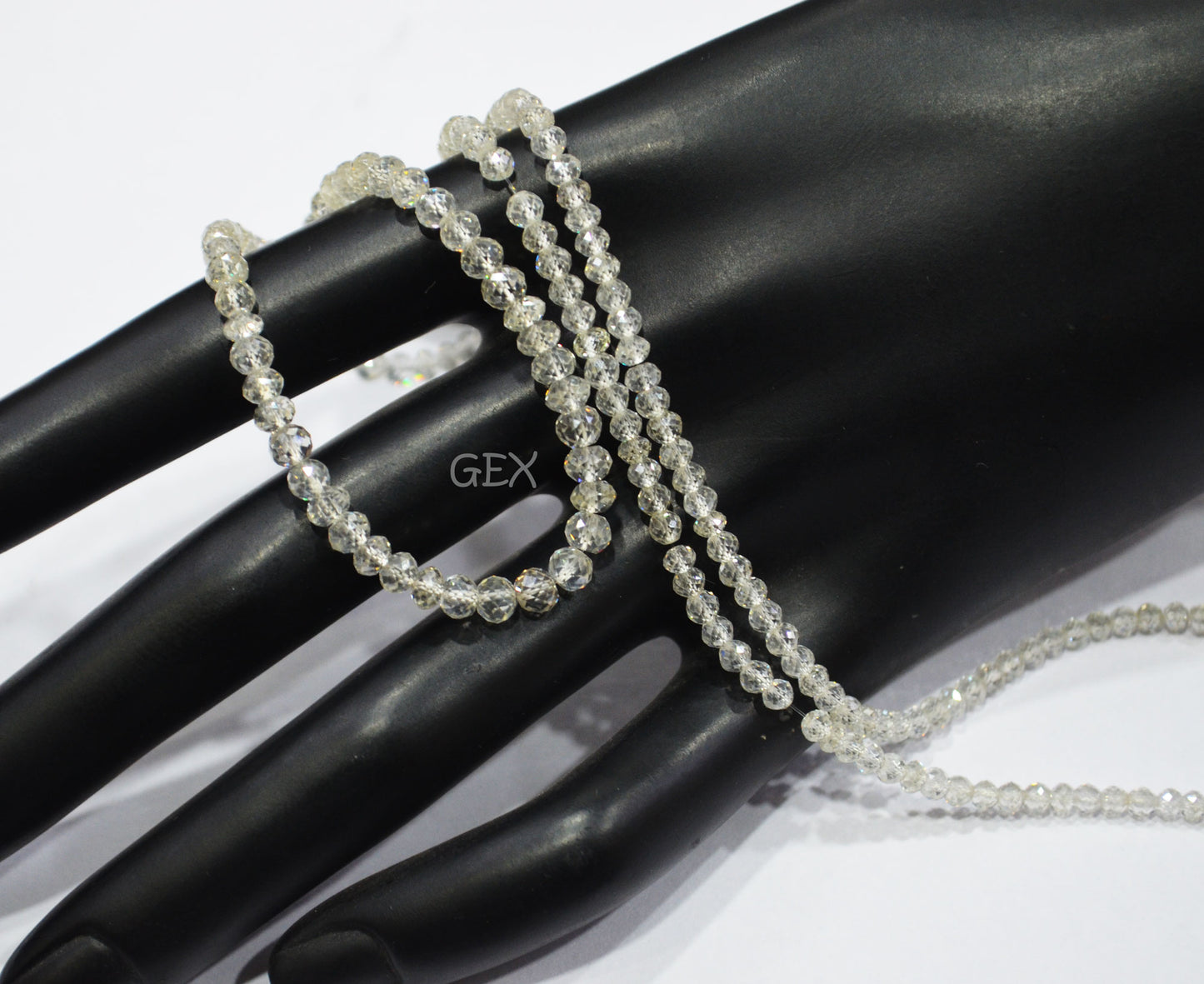 Natural White Diamond Faceted Round Shape Beads , White Diamond Faceted Beads , 18 Inches , 2.80 - 3.90 mm , DD-40
