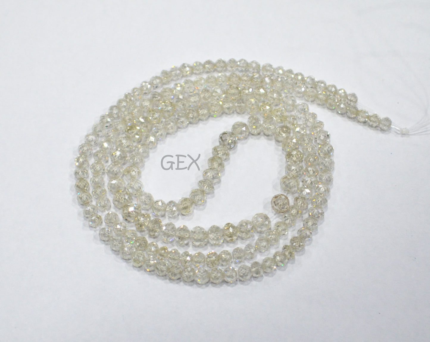 Natural White Diamond Faceted Round Shape Beads , White Diamond Faceted Beads , 18 Inches , 2.80 - 3.90 mm , DD-40