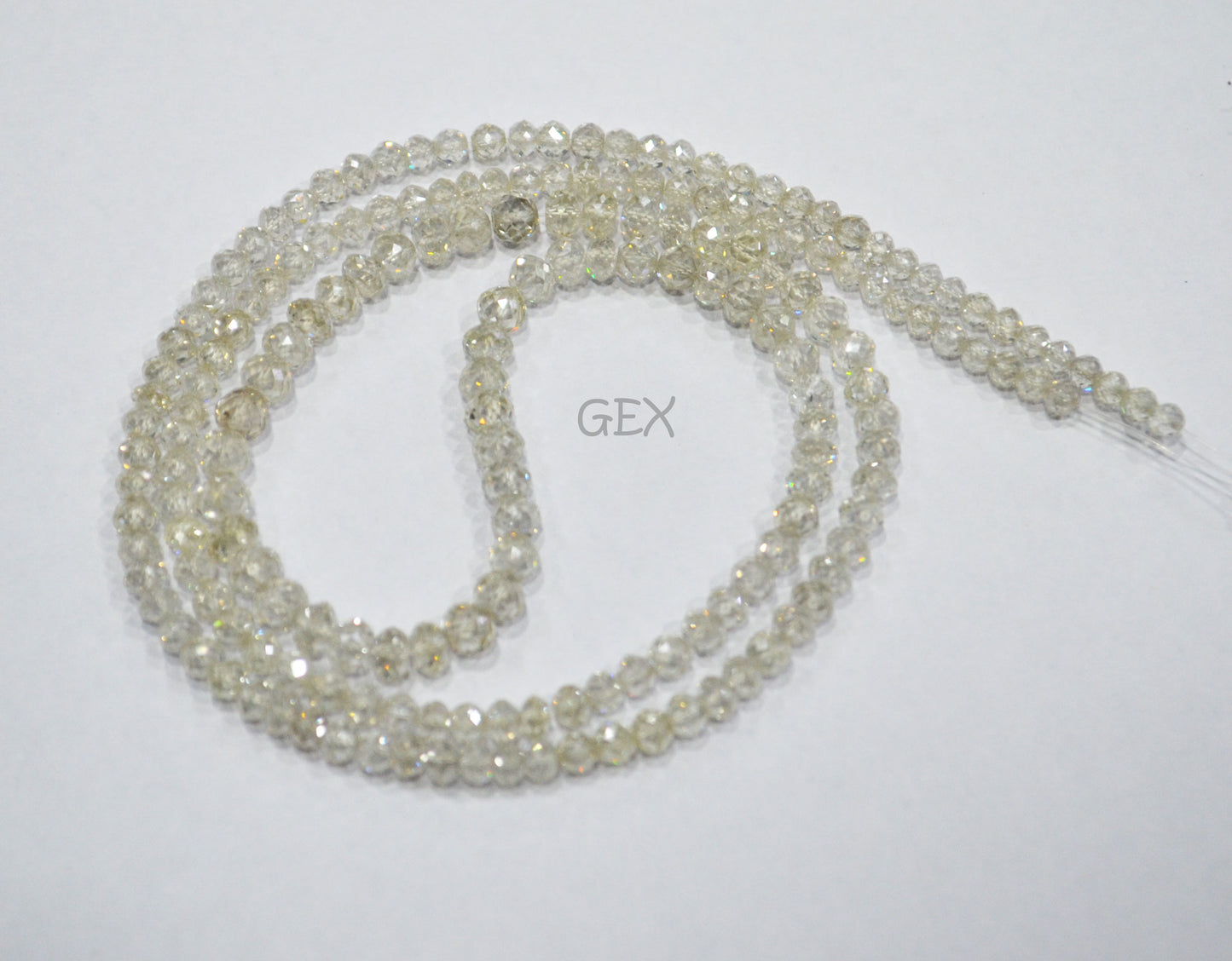 Natural White Diamond Faceted Round Shape Beads , White Diamond Faceted Beads , 18 Inches , 2.80 - 3.90 mm , DD-40