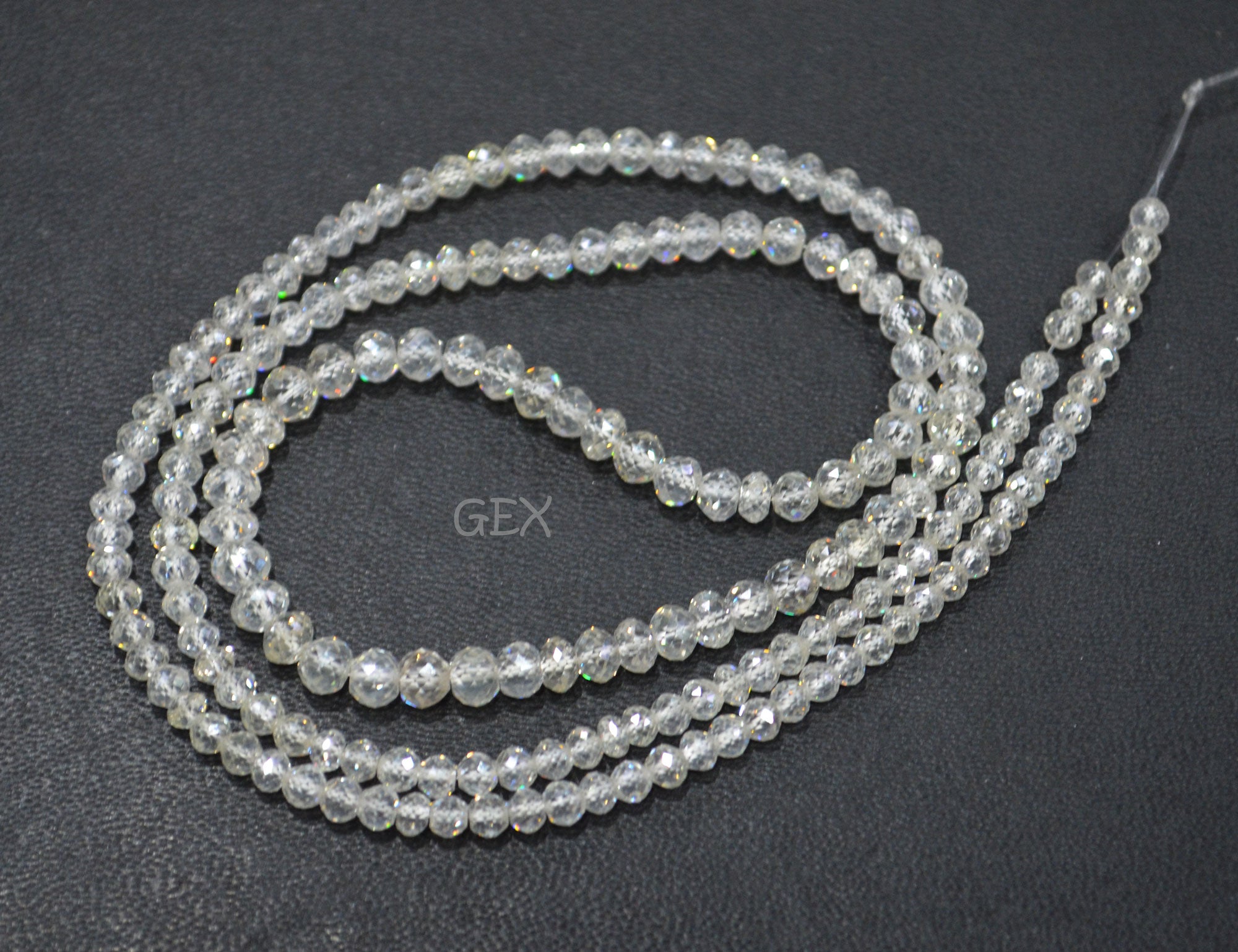 Natural White Diamond Faceted Round Shape Beads , White Diamond Faceted Beads , 18 Inches , 2.80 - 3.90 mm , DD-40