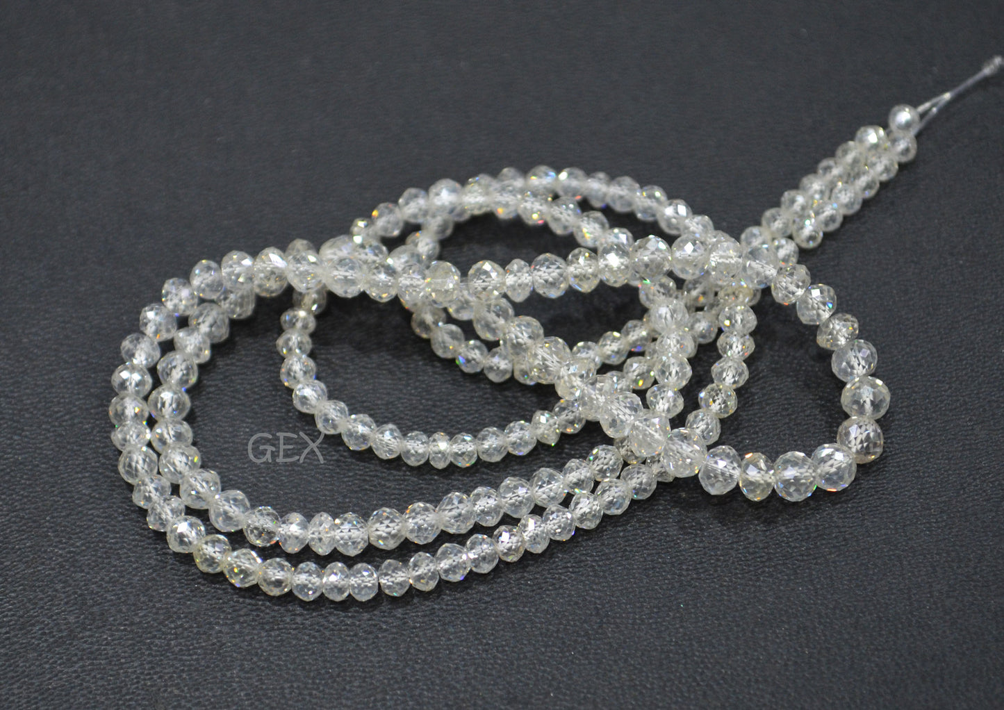 Natural White Diamond Faceted Round Shape Beads , White Diamond Faceted Beads , 18 Inches , 2.80 - 3.90 mm , DD-40