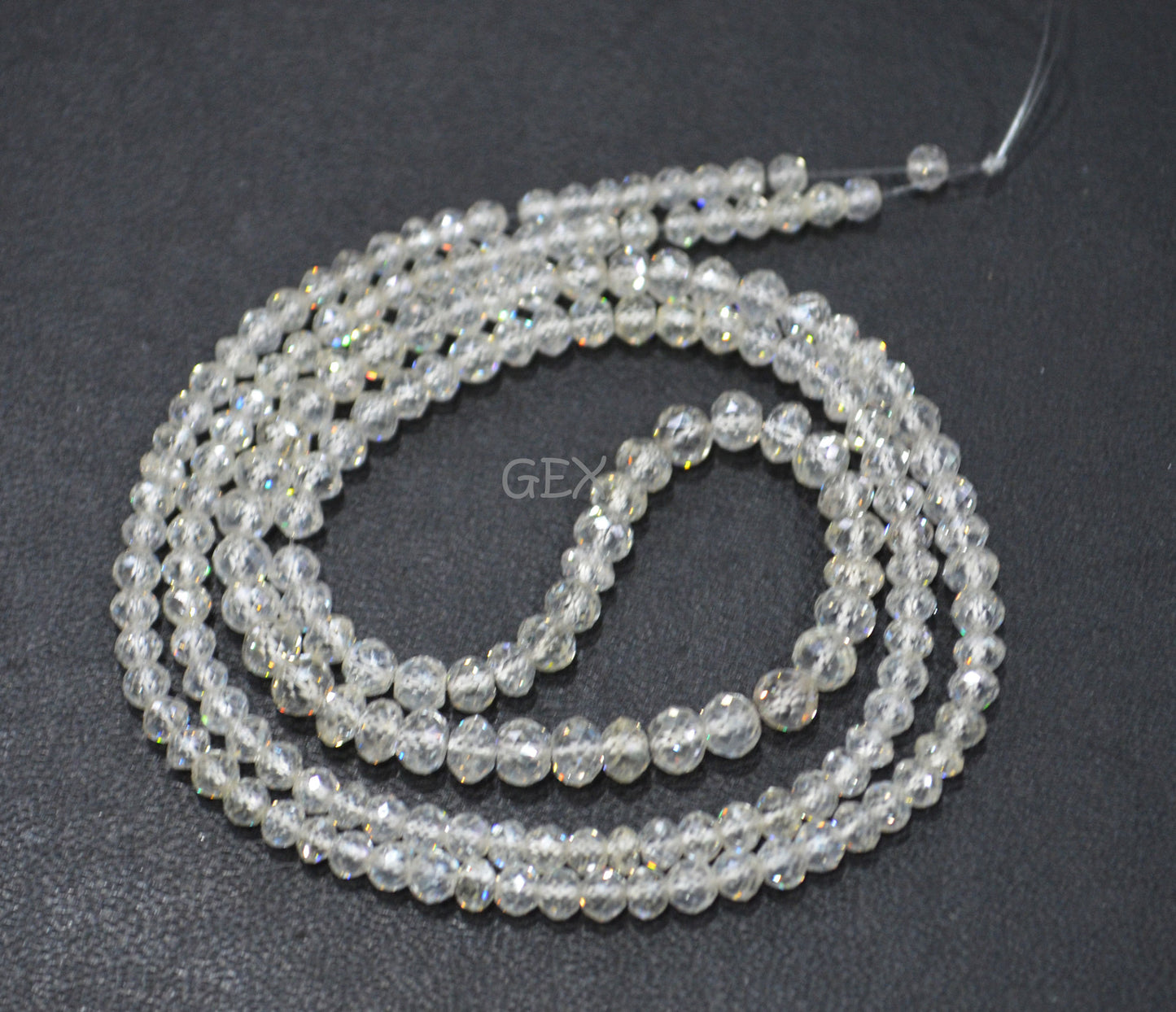 Natural White Diamond Faceted Round Shape Beads , White Diamond Faceted Beads , 18 Inches , 2.80 - 3.90 mm , DD-40