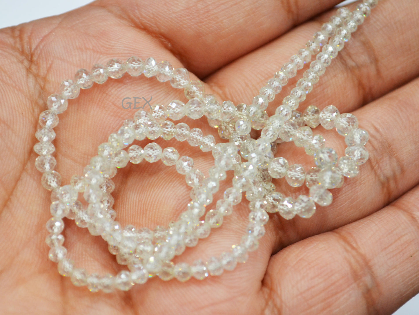 Natural White Diamond Faceted Round Shape Beads , White Diamond Faceted Beads , 18 Inches , 2.80 - 3.90 mm , DD-40