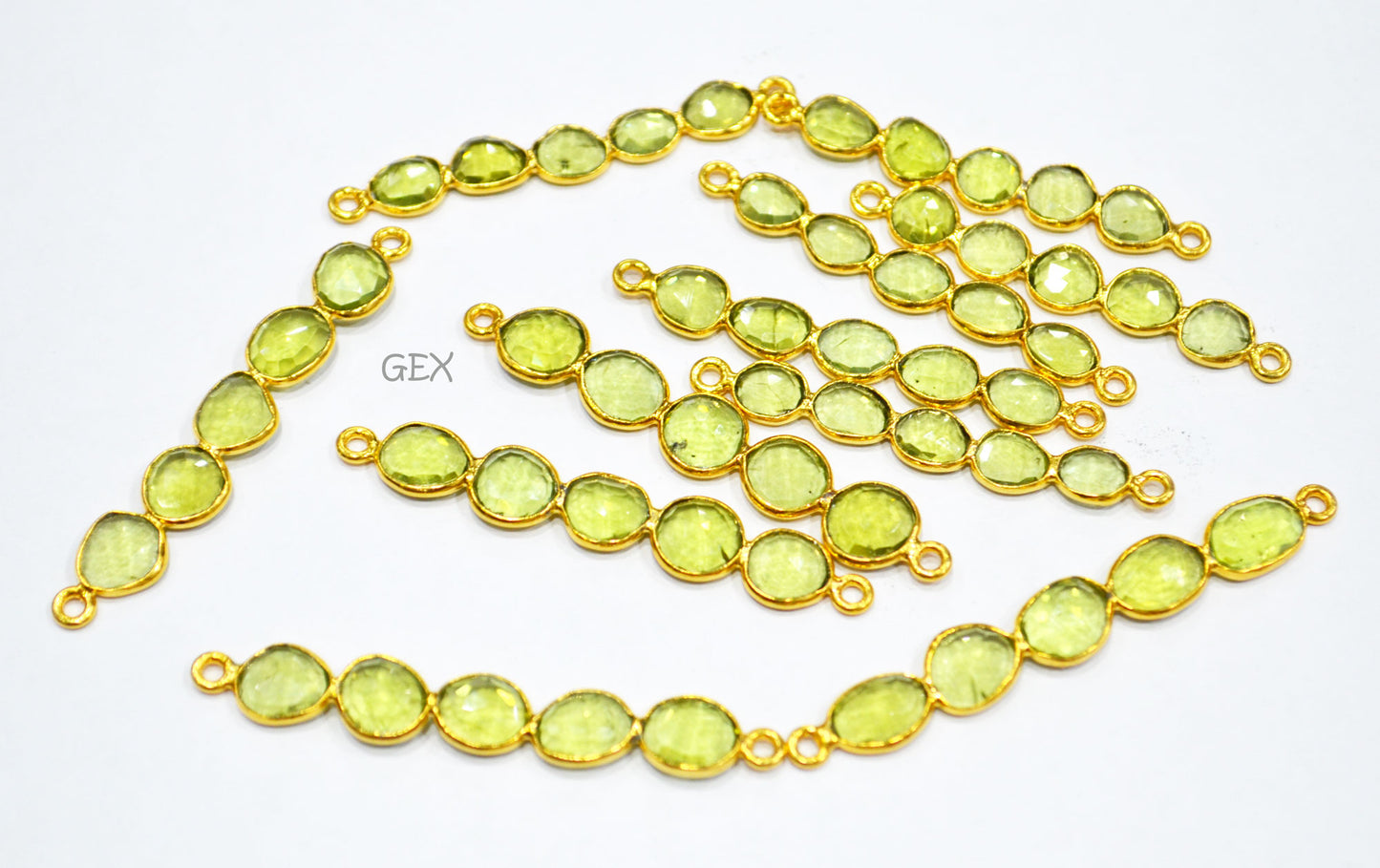 Natural Peridot Faceted Bar Connector , Natural Peridot Double Bail Bezel Charm Connector , Sold By Piece , 35 - 52 mm , R-005