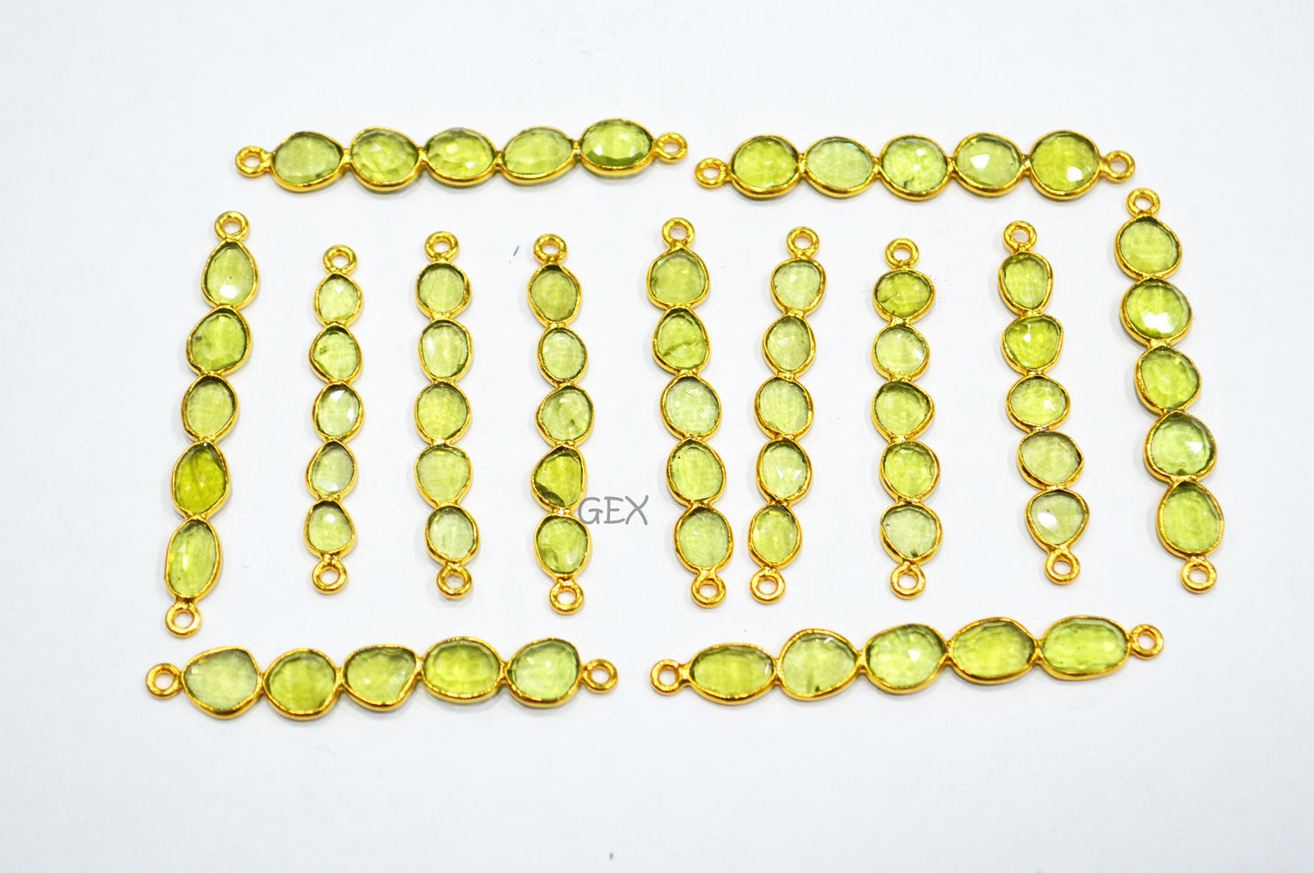 Natural Peridot Faceted Bar Connector , Natural Peridot Double Bail Bezel Charm Connector , Sold By Piece , 35 - 52 mm , R-005