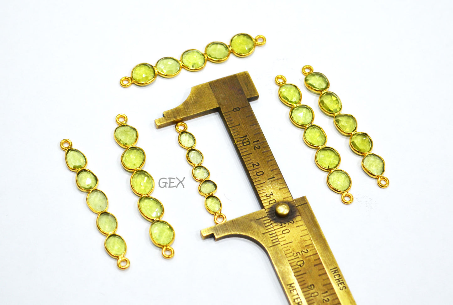 Natural Peridot Faceted Bar Connector , Natural Peridot Double Bail Bezel Charm Connector , Sold By Piece , 35 - 52 mm , R-005