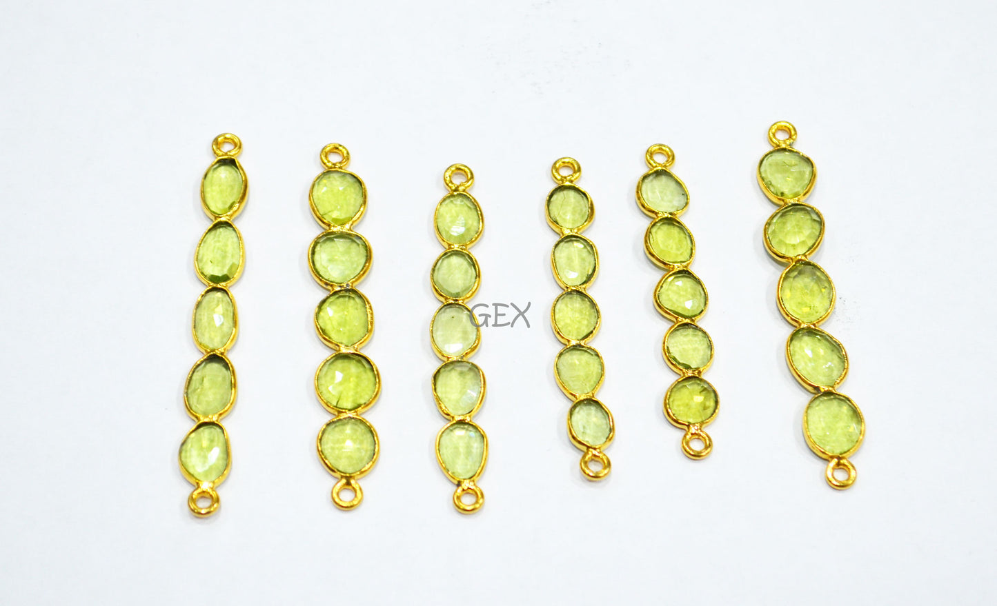 Natural Peridot Faceted Bar Connector , Natural Peridot Double Bail Bezel Charm Connector , Sold By Piece , 35 - 52 mm , R-005