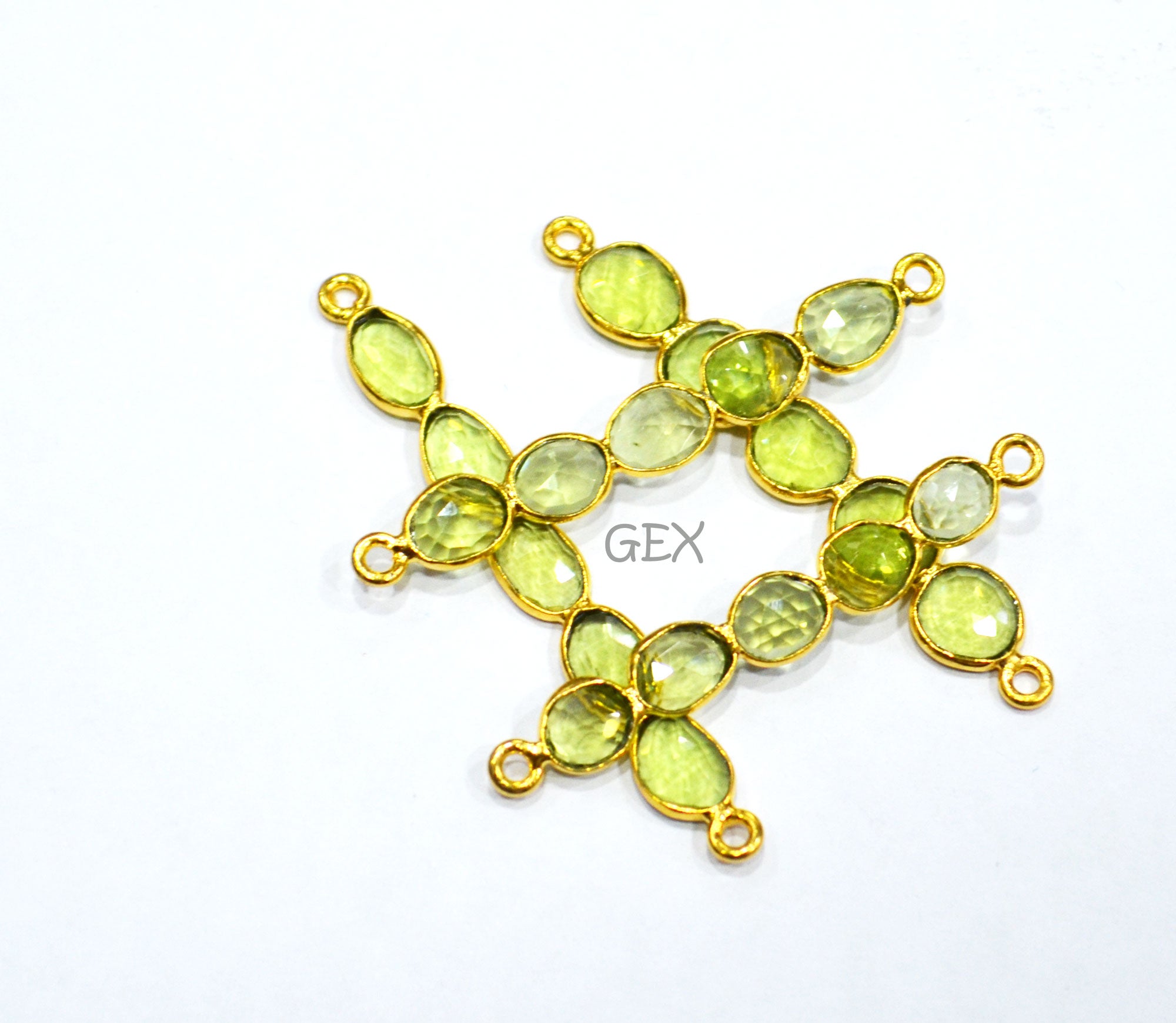 Natural Peridot Faceted Bar Connector , Natural Peridot Double Bail Bezel Charm Connector , Sold By Piece , 35 - 52 mm , R-005