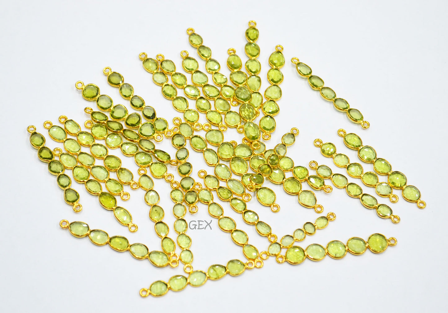 Natural Peridot Faceted Bar Connector , Natural Peridot Double Bail Bezel Charm Connector , Sold By Piece , 35 - 52 mm , R-005