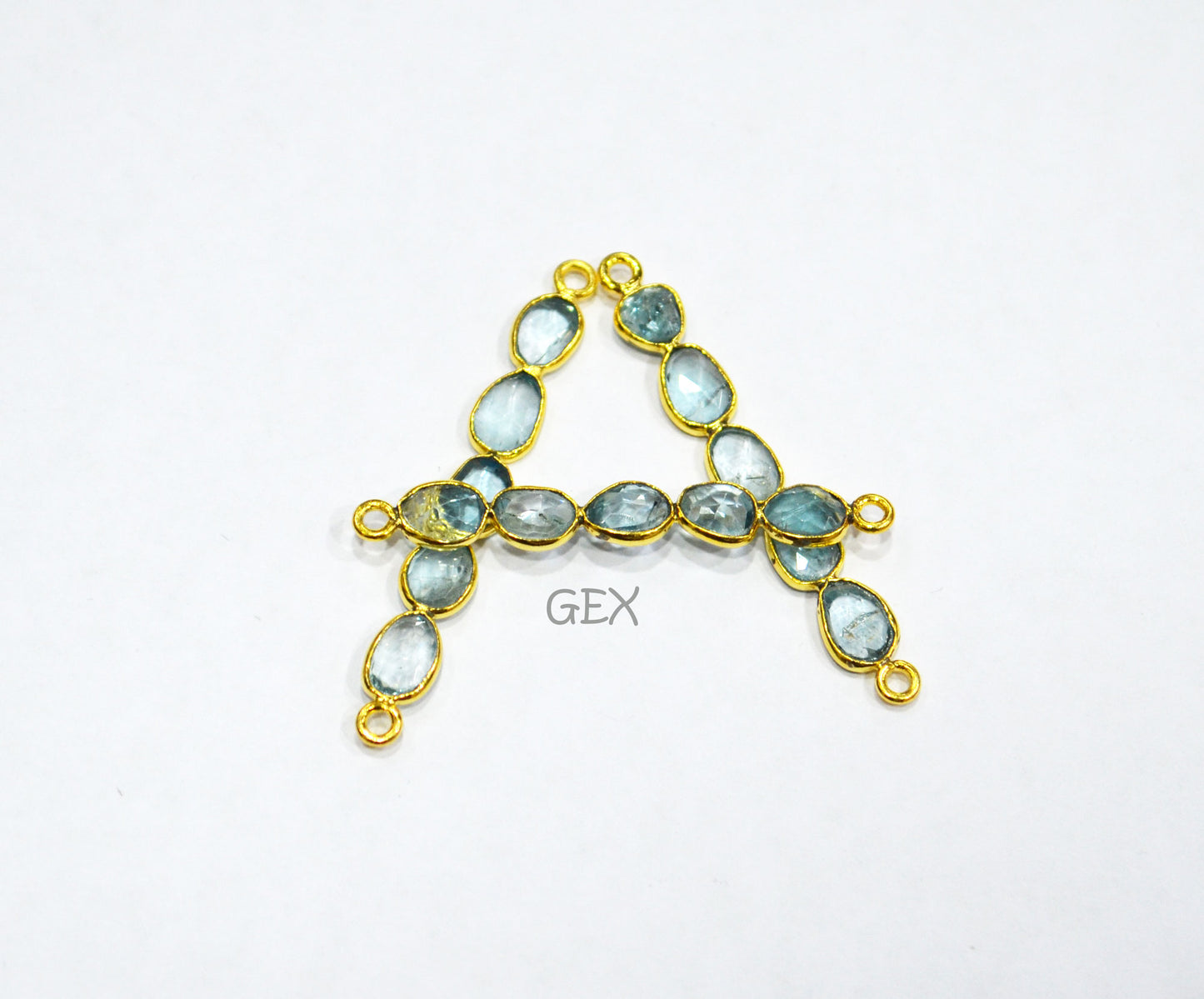 Natural Blue Zircon Faceted Bar Connector , Natural Blue Zircon Double Bail Bezel Charm Connector , Sold By Piece , 33 - 45 mm , R-006