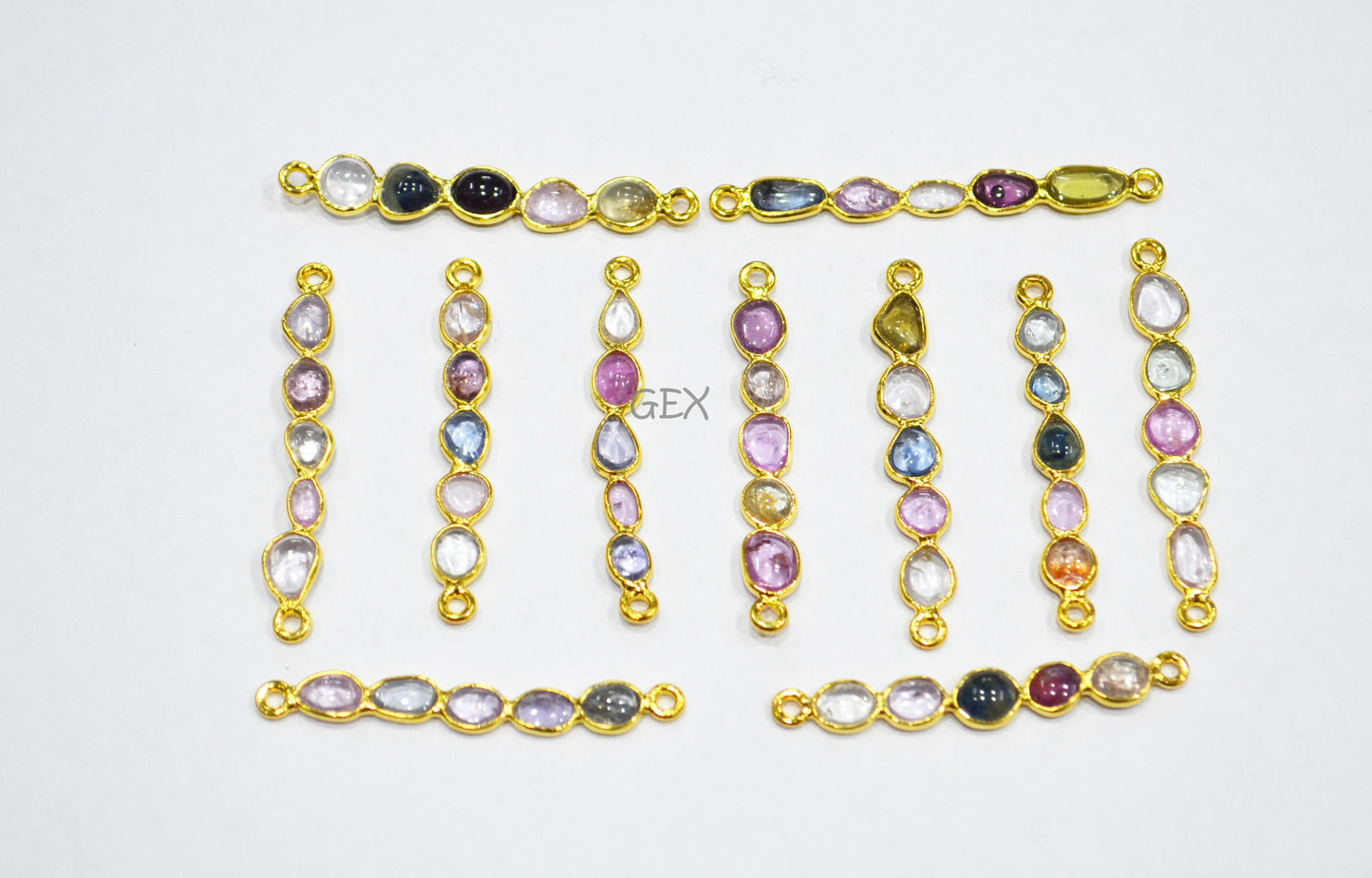 Natural Multi Sapphire Smooth Bar Connector , Natural Multi Sapphire Double Bail Bezel Charm Connector , Sold By Piece , 37 - 43 mm , R-007