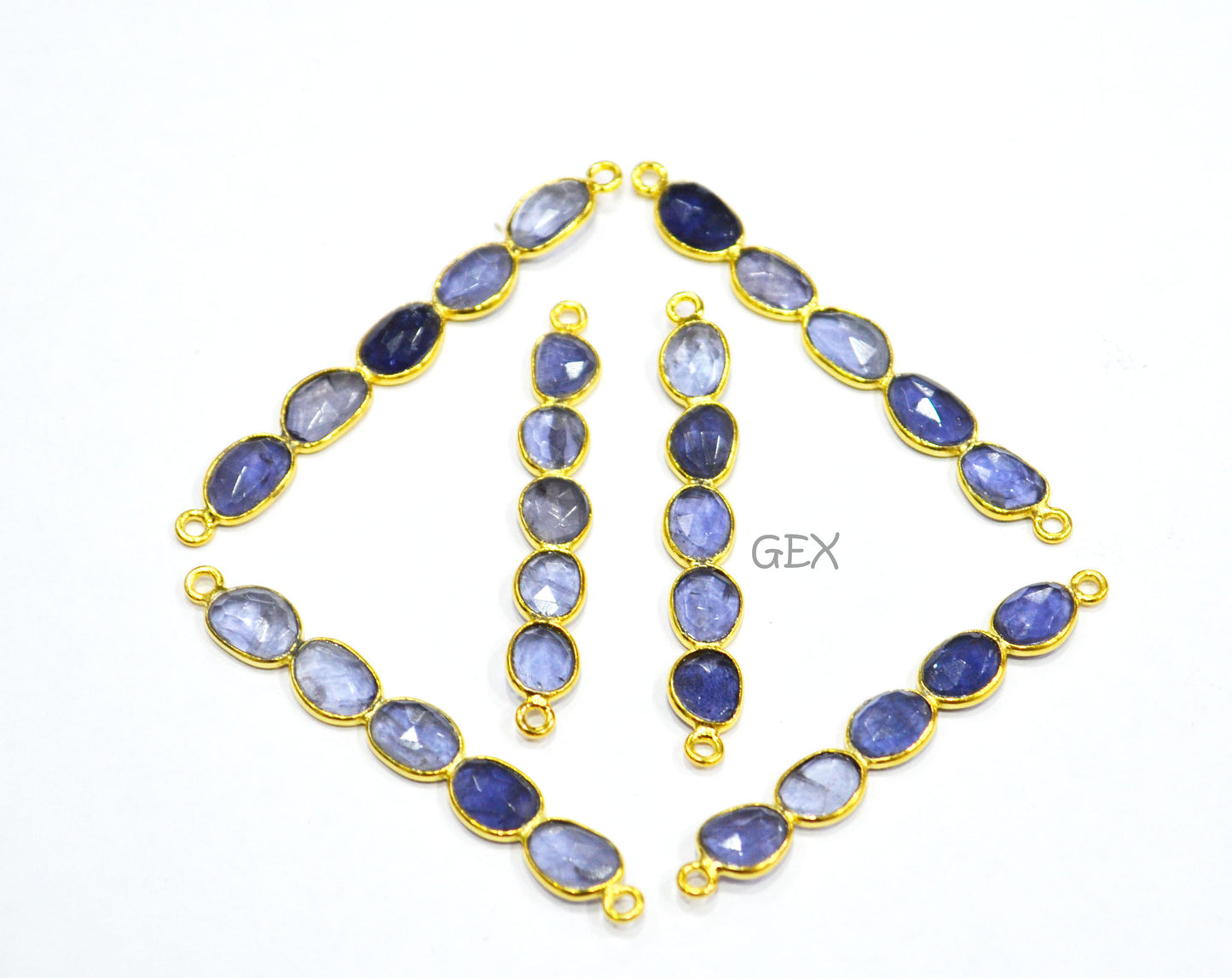 Natural Iolite Faceted Bar Connector , Natural Iolite Double Bail Bezel Charm Connector , Sold By Piece , 36 - 47 mm , R-008