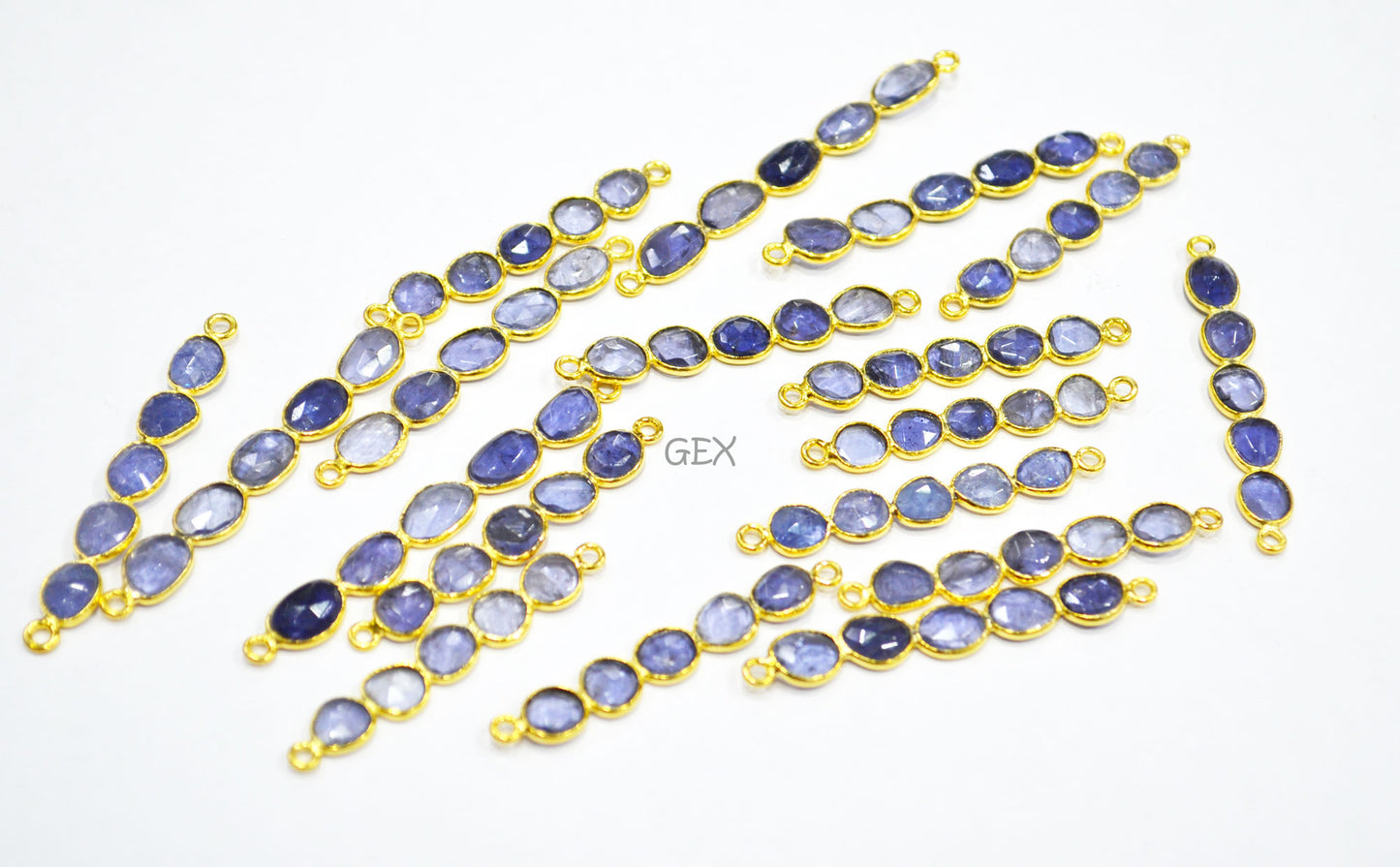 Natural Iolite Faceted Bar Connector , Natural Iolite Double Bail Bezel Charm Connector , Sold By Piece , 36 - 47 mm , R-008