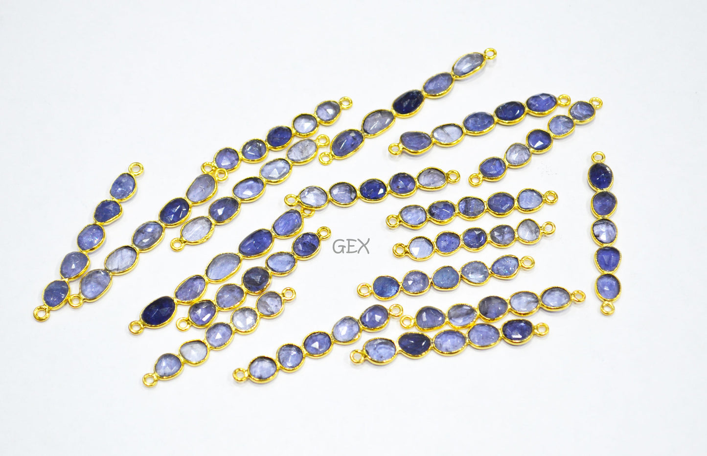 Natural Iolite Faceted Bar Connector , Natural Iolite Double Bail Bezel Charm Connector , Sold By Piece , 36 - 47 mm , R-008
