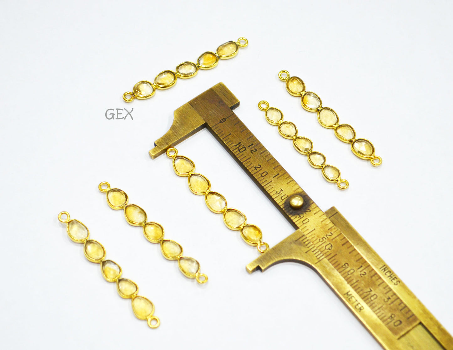 Natural Citrine Faceted Bar Connector , Natural Citrine Double Bail Bezel Charm Connector , Sold By Piece , 39 - 47 mm , R-010