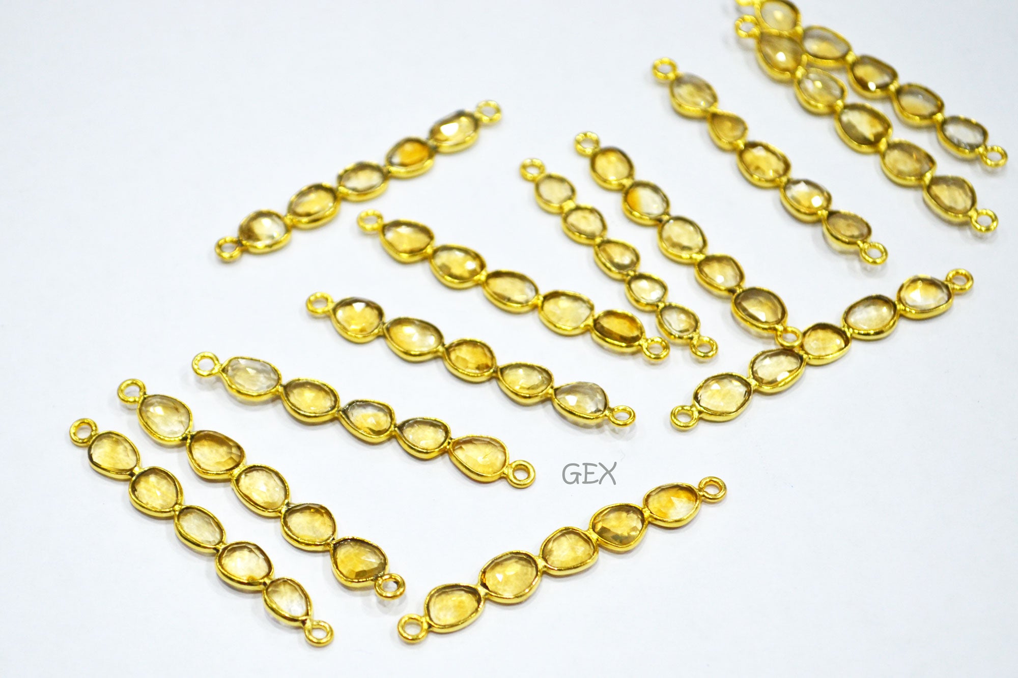 Natural Citrine Faceted Bar Connector , Natural Citrine Double Bail Bezel Charm Connector , Sold By Piece , 39 - 47 mm , R-010