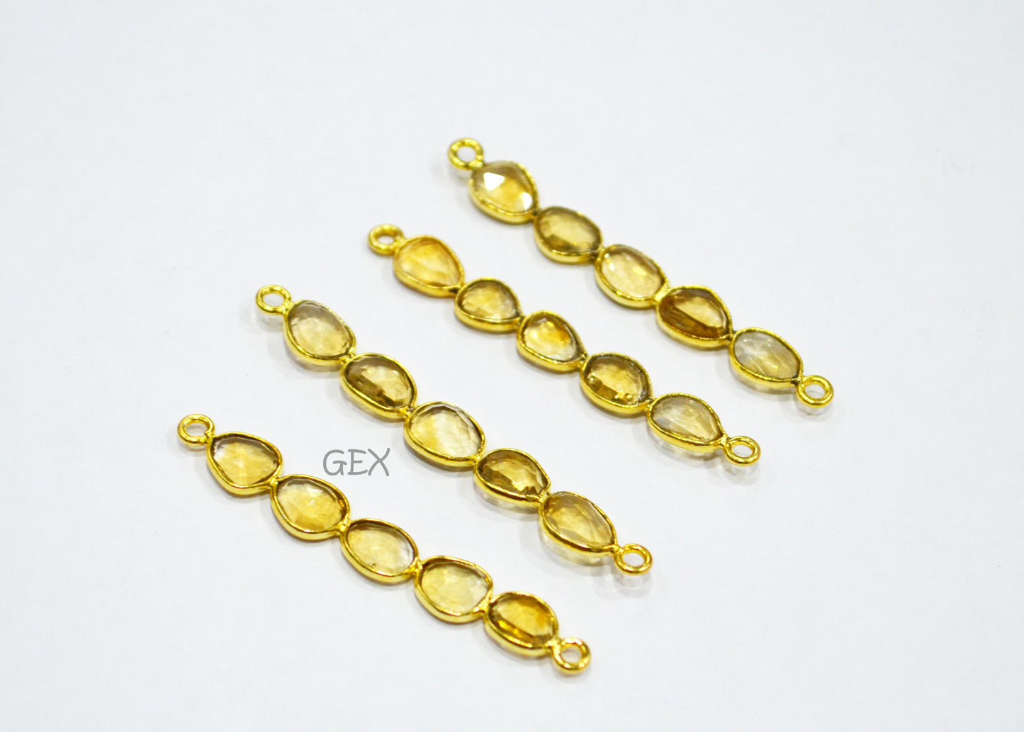 Natural Citrine Faceted Bar Connector , Natural Citrine Double Bail Bezel Charm Connector , Sold By Piece , 39 - 47 mm , R-010
