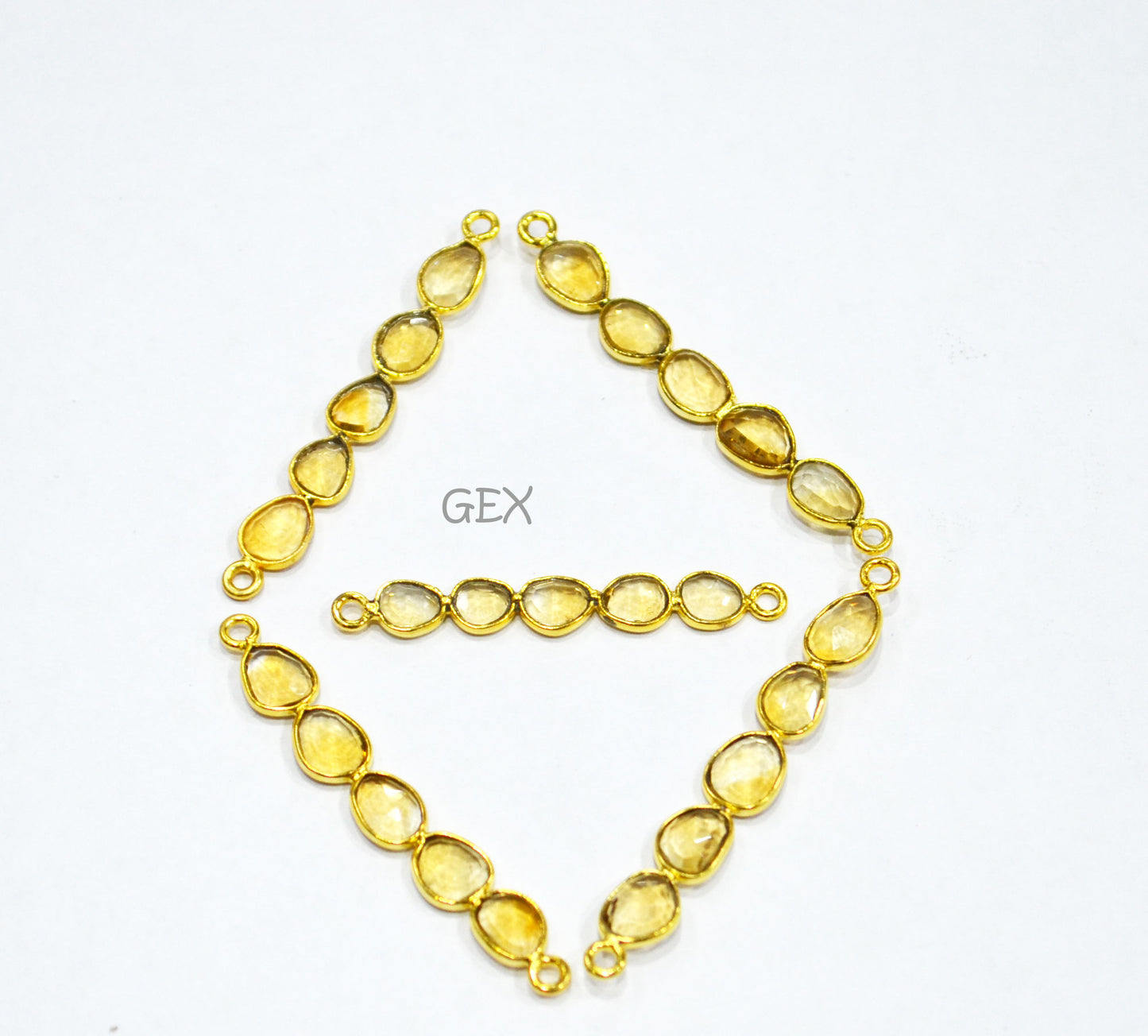 Natural Citrine Faceted Bar Connector , Natural Citrine Double Bail Bezel Charm Connector , Sold By Piece , 39 - 47 mm , R-010