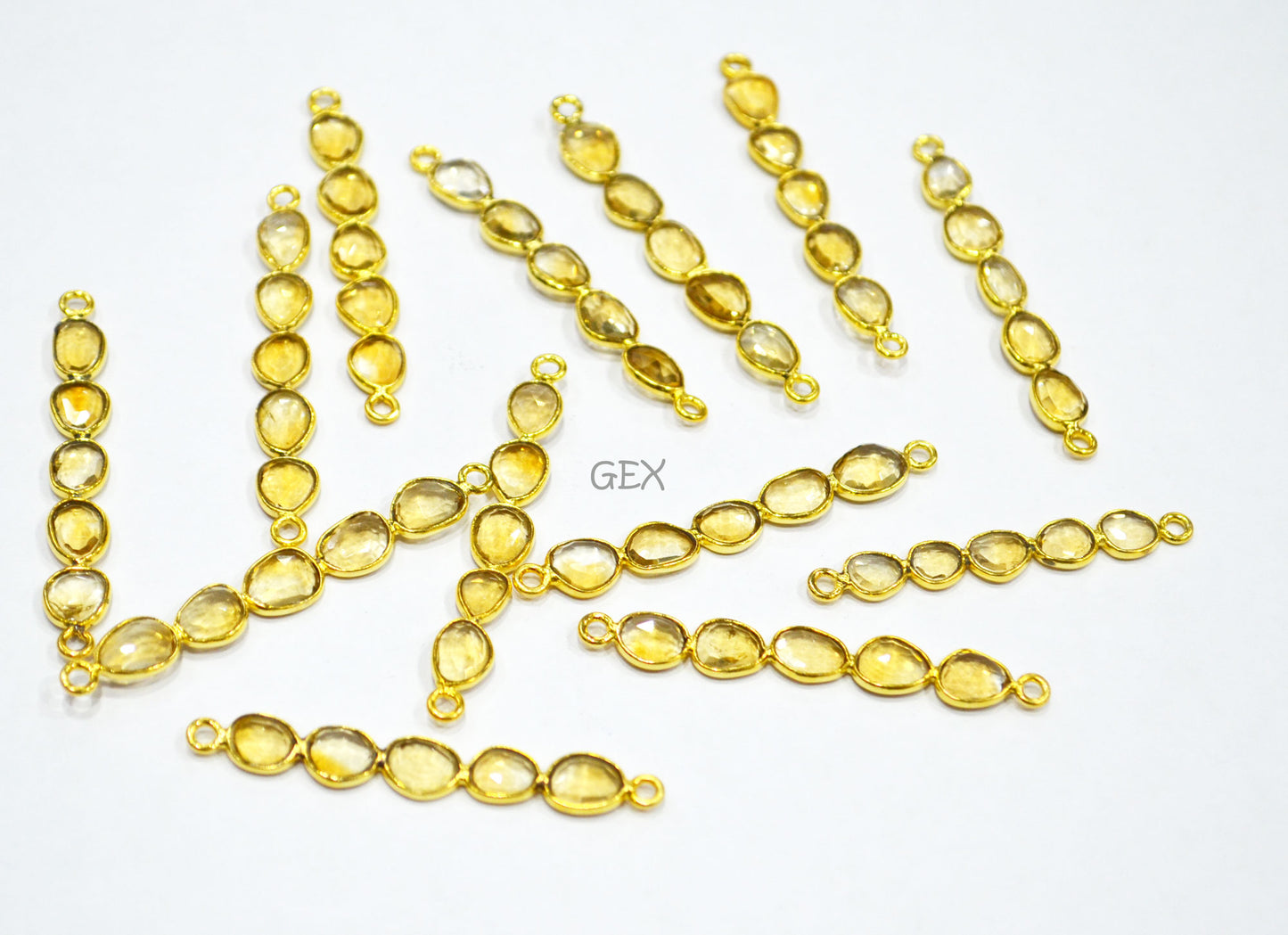 Natural Citrine Faceted Bar Connector , Natural Citrine Double Bail Bezel Charm Connector , Sold By Piece , 39 - 47 mm , R-010