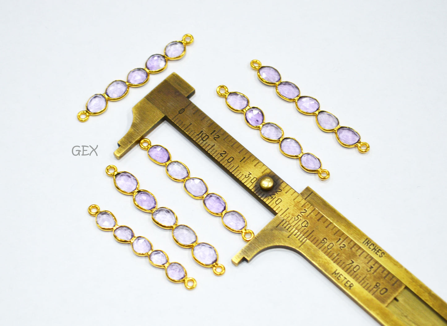 Natural Pink Amethyst Faceted Bar Connector , Natural Pink Amethyst Double Bail Bezel Charm Connector , Sold By Piece , 39 - 50 mm , R-012
