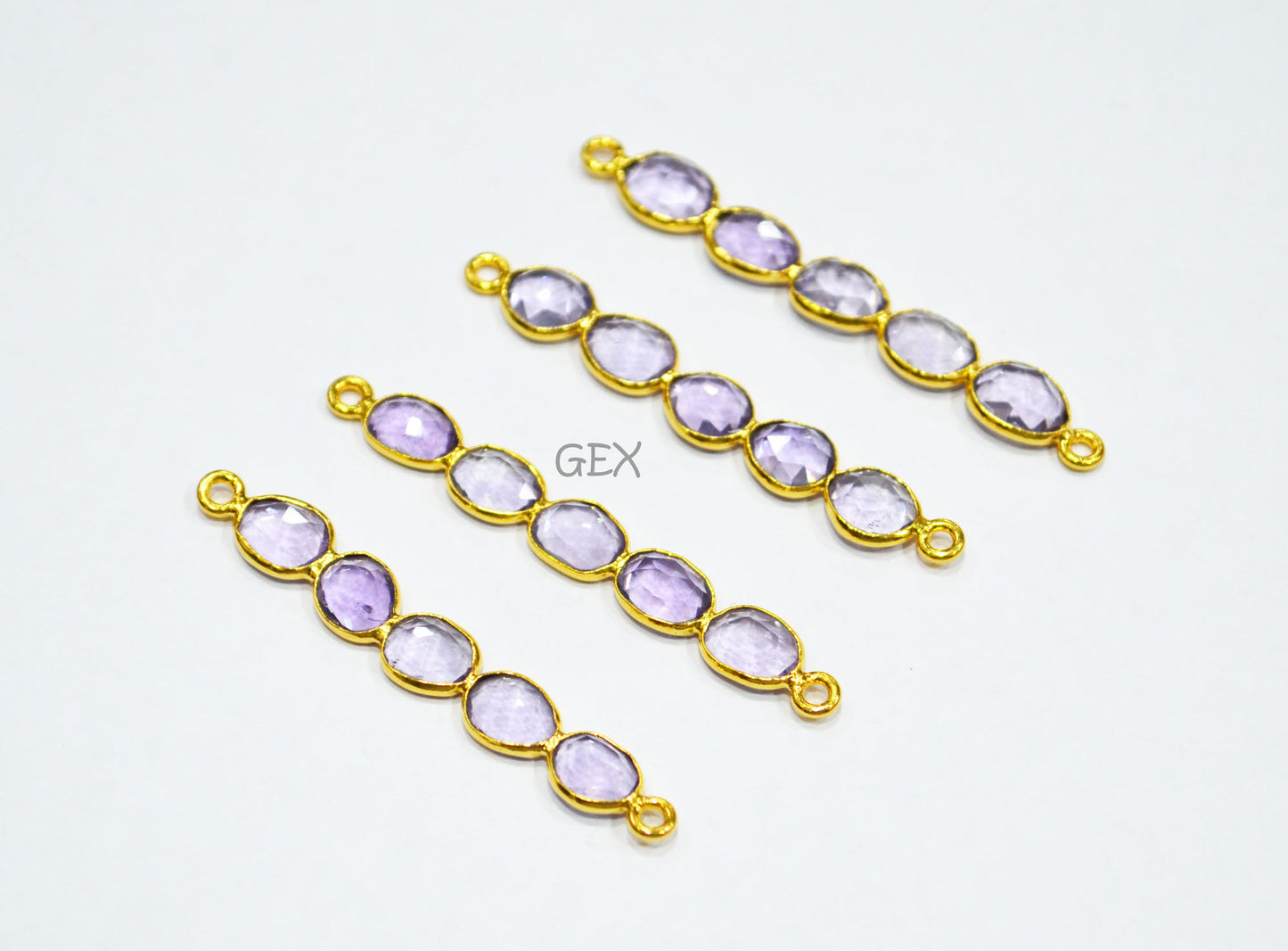 Natural Pink Amethyst Faceted Bar Connector , Natural Pink Amethyst Double Bail Bezel Charm Connector , Sold By Piece , 39 - 50 mm , R-012