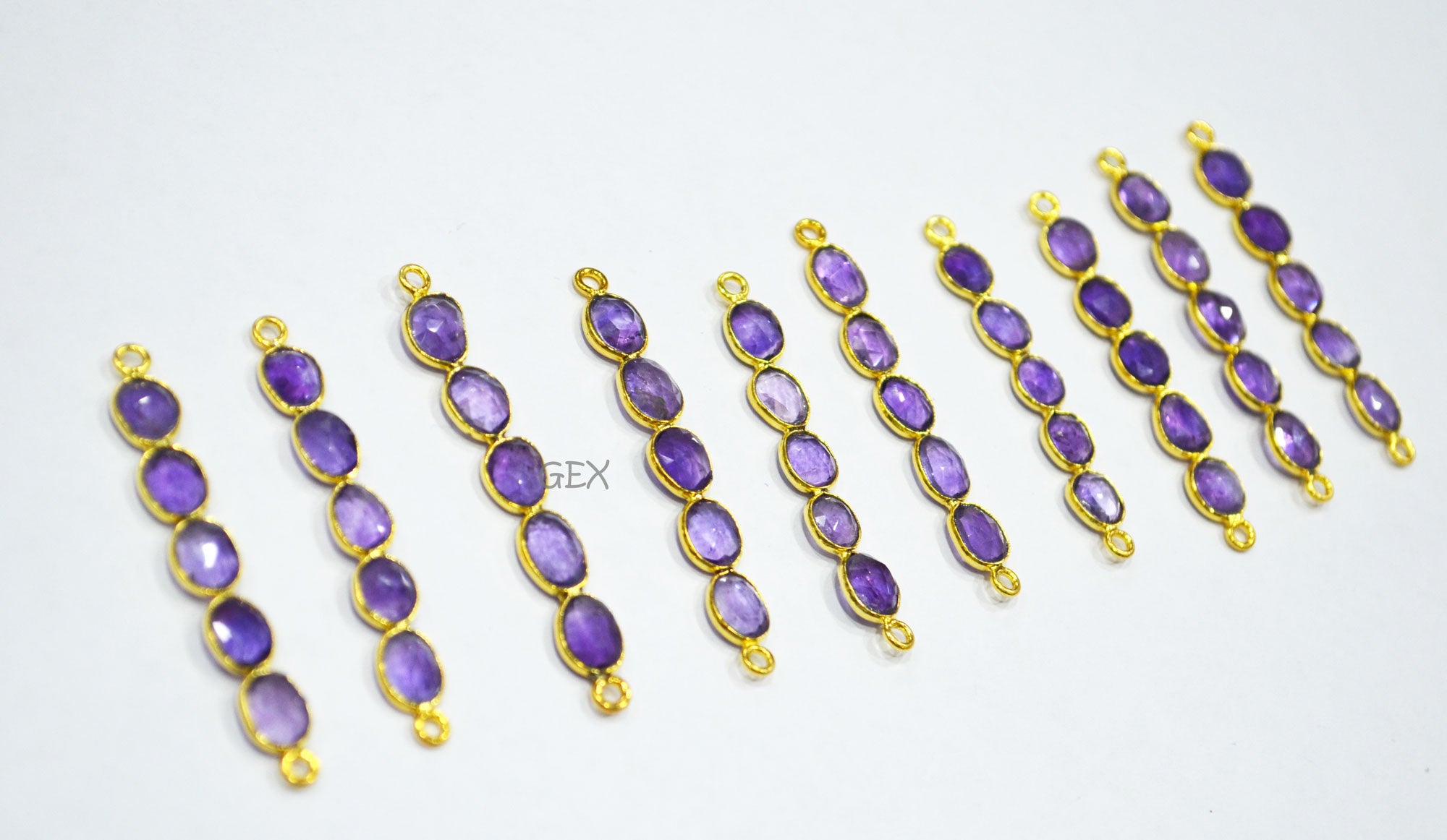 Natural Amethyst Faceted Bar Connector , Natural Amethyst Double Bail Bezel Charm Connector , Sold By Piece , 40 - 47 mm , R-013