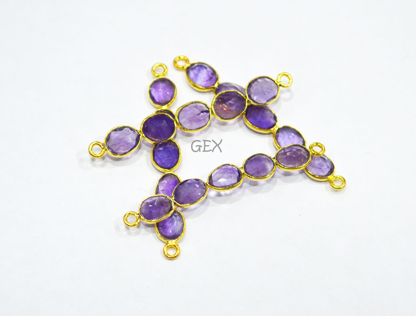 Natural Amethyst Faceted Bar Connector , Natural Amethyst Double Bail Bezel Charm Connector , Sold By Piece , 40 - 47 mm , R-013