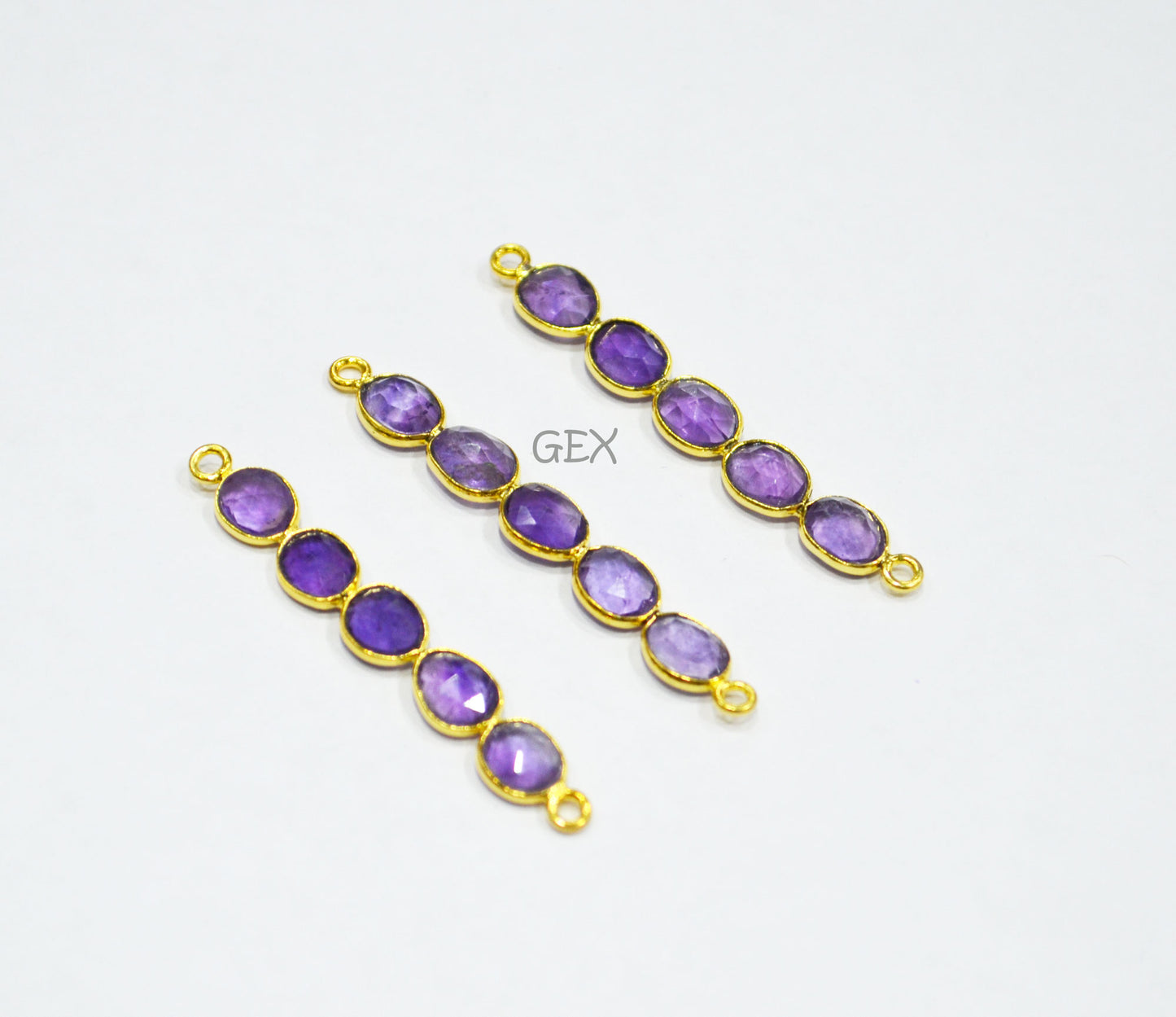 Natural Amethyst Faceted Bar Connector , Natural Amethyst Double Bail Bezel Charm Connector , Sold By Piece , 40 - 47 mm , R-013