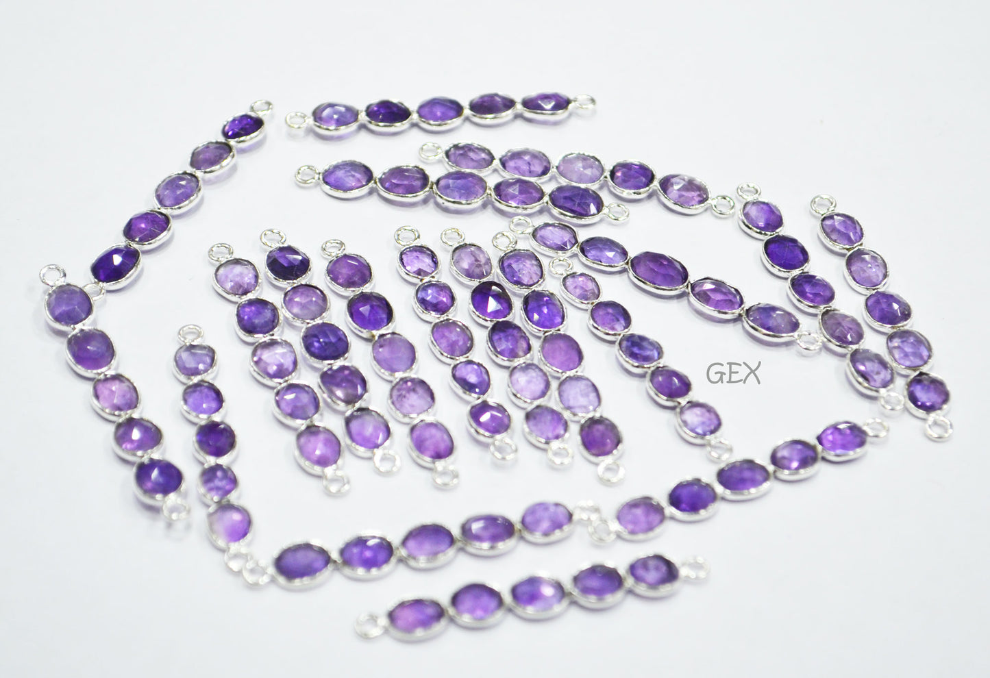 Natural Amethyst Faceted Bar Connector , Natural Amethyst Double Bail Bezel Charm Connector , Sold By Piece , 40 - 47 mm , R-013