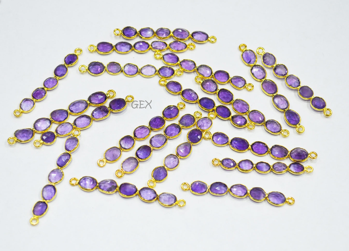 Natural Amethyst Faceted Bar Connector , Natural Amethyst Double Bail Bezel Charm Connector , Sold By Piece , 40 - 47 mm , R-013