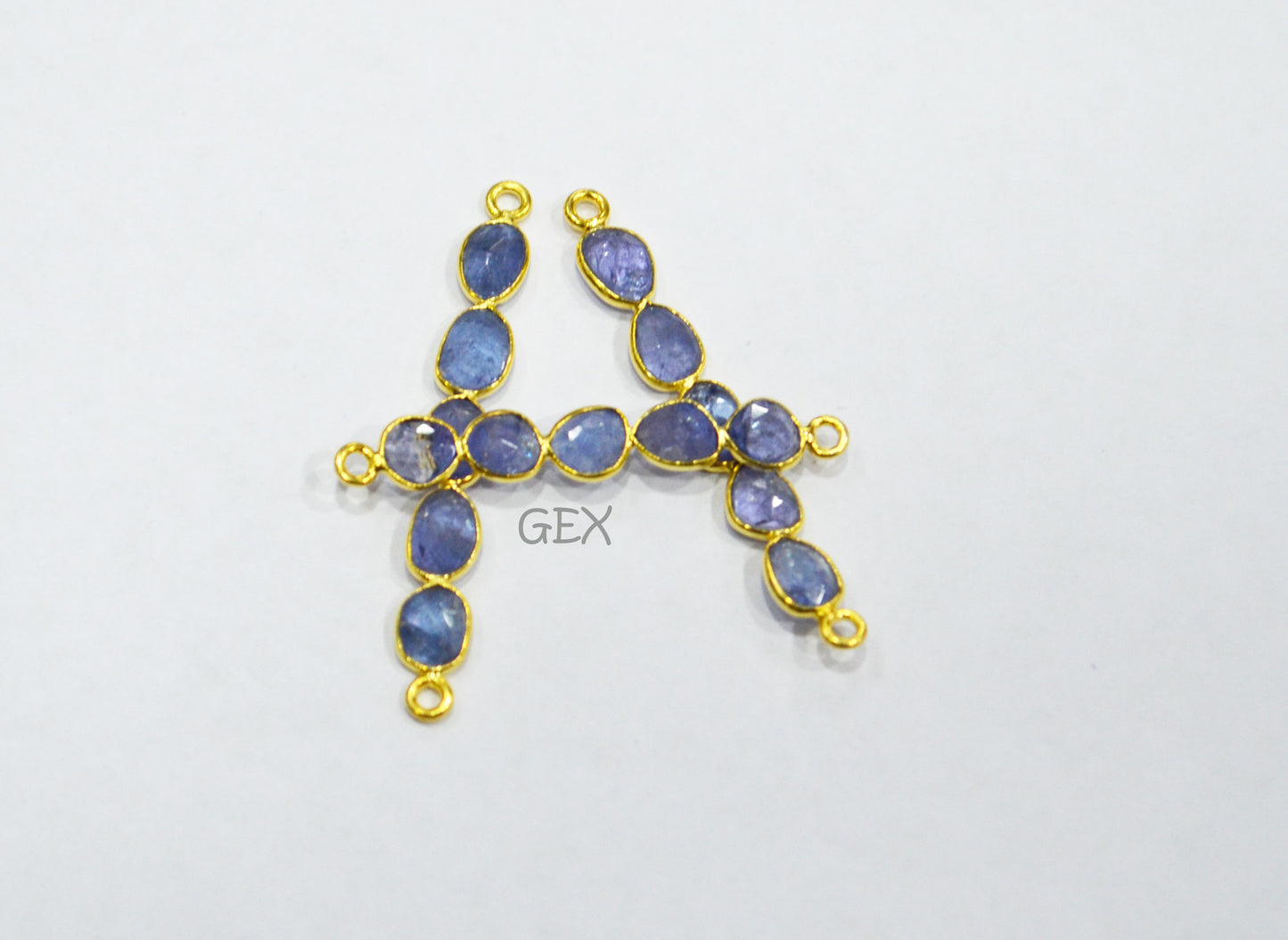 Natural Tanzanite Faceted Bar Connector , Natural Tanzanite Double Bail Bezel Charm Connector , Sold By Piece , 34 - 40 mm , R-014