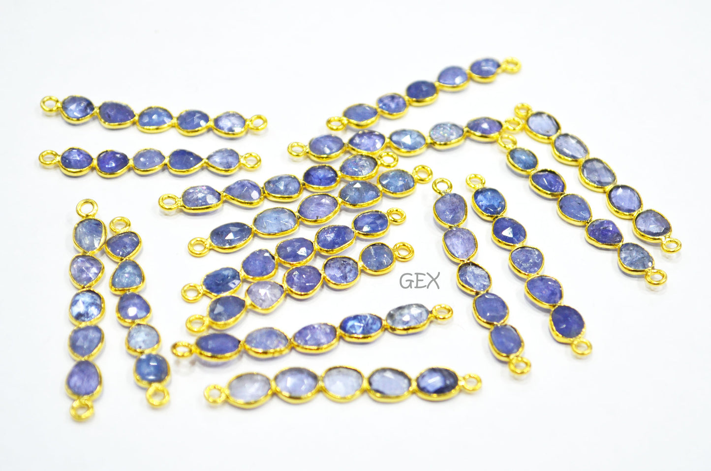 Natural Tanzanite Faceted Bar Connector , Natural Tanzanite Double Bail Bezel Charm Connector , Sold By Piece , 34 - 40 mm , R-014