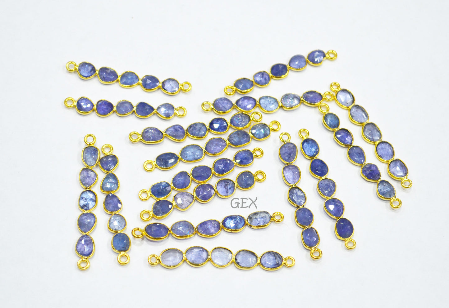 Natural Tanzanite Faceted Bar Connector , Natural Tanzanite Double Bail Bezel Charm Connector , Sold By Piece , 34 - 40 mm , R-014