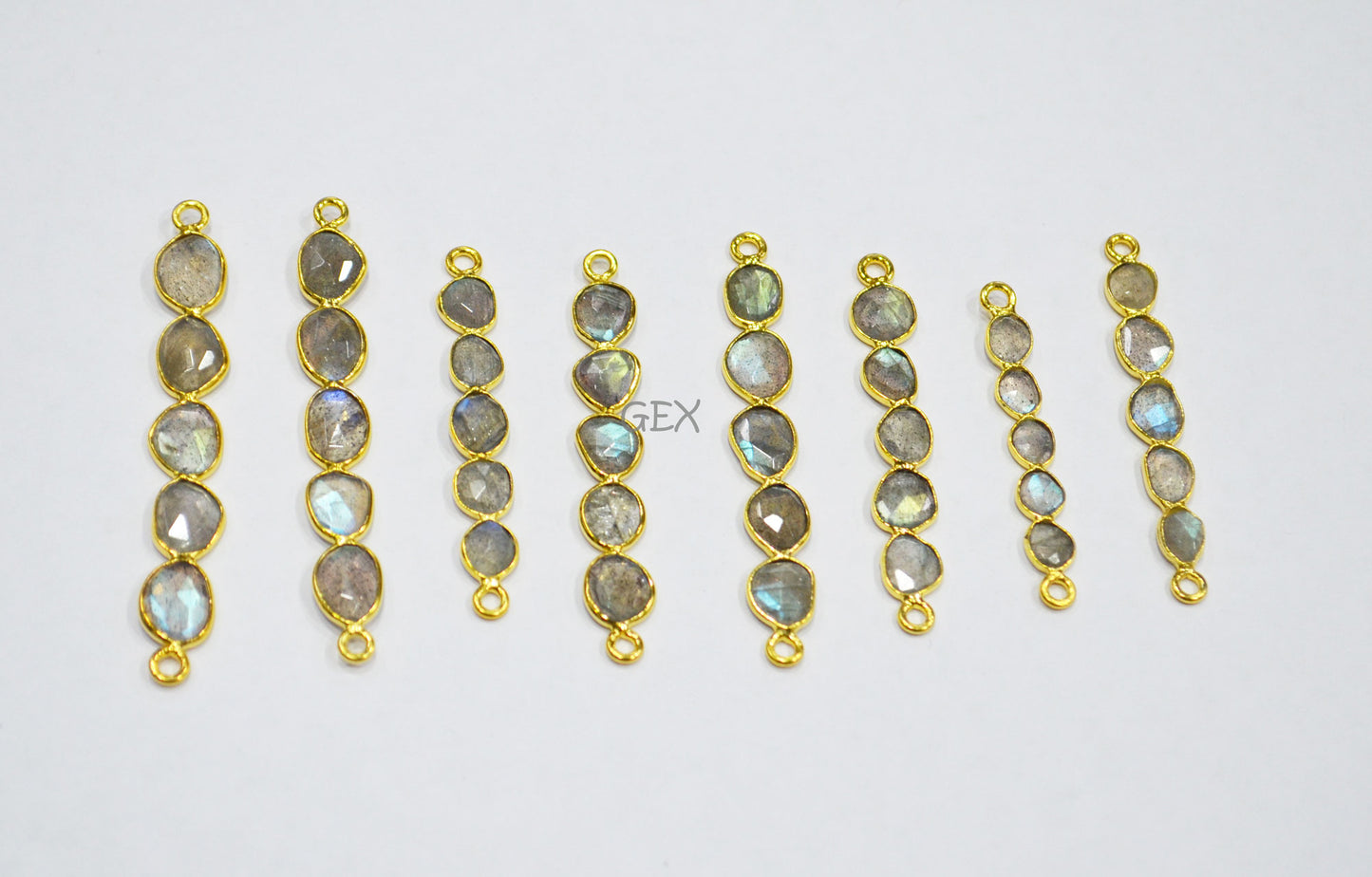 Natural Labradorite Faceted Bar Connector , Natural Labradorite Double Bail Bezel Charm Connector , Sold By Piece , 30 - 58 mm , R-015