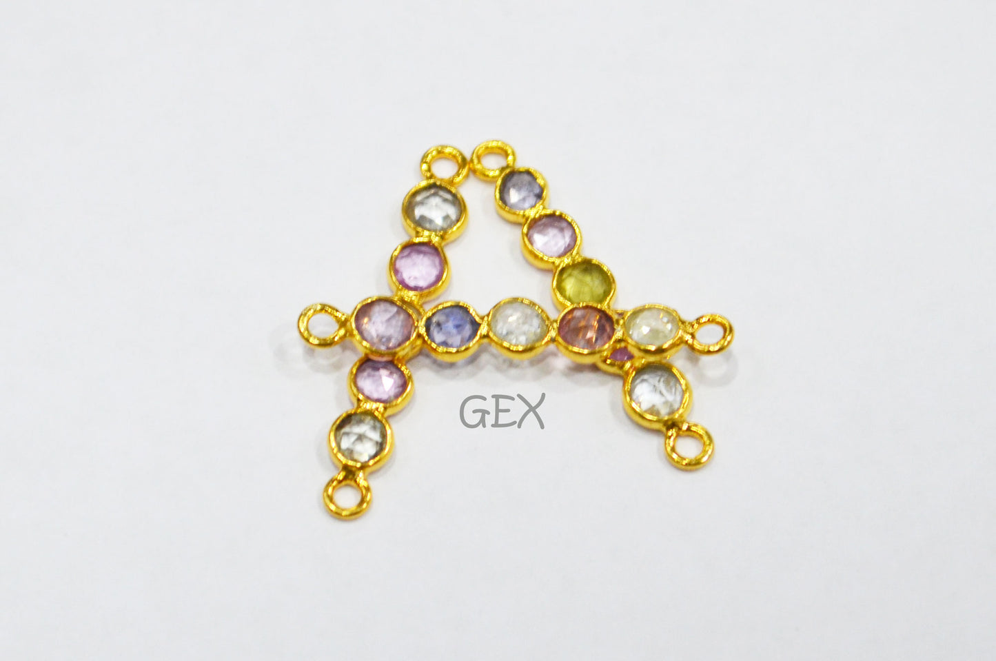 Natural Multi Sapphire Faceted Bar Connector , Natural Multi Sapphire Double Bail Bezel Charm Connector , Sold By Piece , 21 - 22 mm , R-019