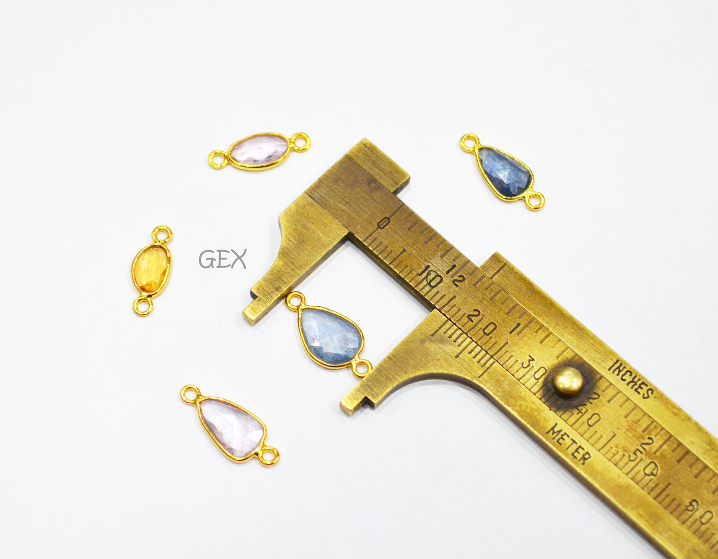 Pack Of 5 Piece Natural Multi Sapphire Faceted Slice Shape Connector , Natural Multi Sapphire Double Bail Bezel Charm Connector , 14 - 17 mm , R-028