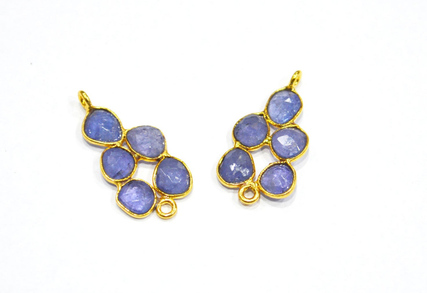 Natural Tanzanite Faceted Slice Shape Fancy Connector , Sold By Pair  , 27 - 28 mm , R-031