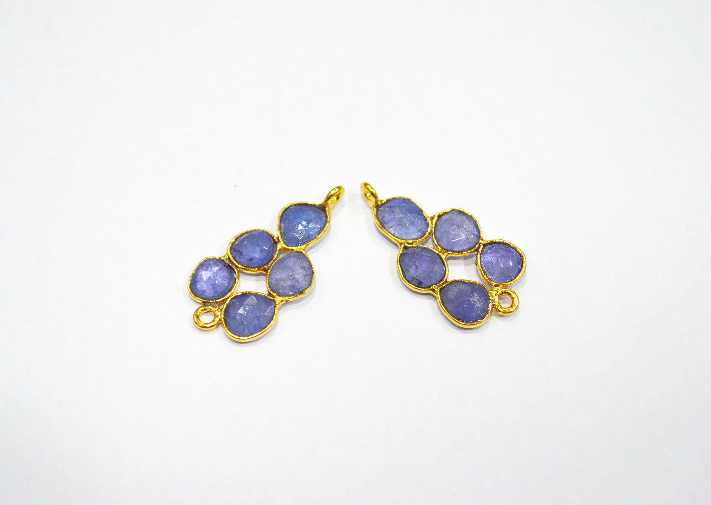 Natural Tanzanite Faceted Slice Shape Fancy Connector , Sold By Pair  , 27 - 28 mm , R-031