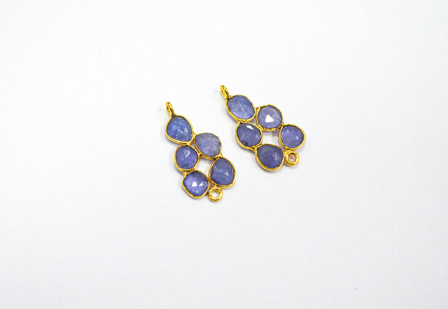 Natural Tanzanite Faceted Slice Shape Fancy Connector , Sold By Pair  , 27 - 28 mm , R-031
