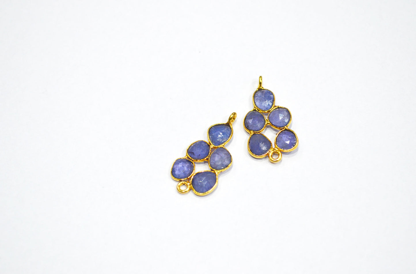 Natural Tanzanite Faceted Slice Shape Fancy Connector , Sold By Pair  , 27 - 28 mm , R-031