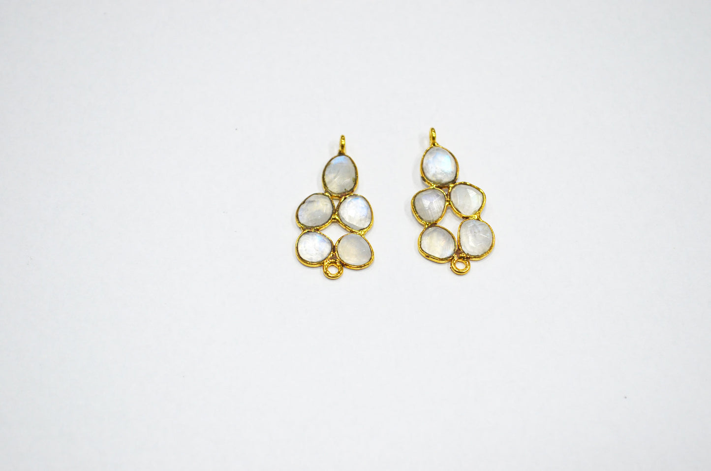 Flashy Rainbow Moonstone Faceted Slice Shape Fancy Connector , Sold By Pair  , 28 - 30 mm , R-032