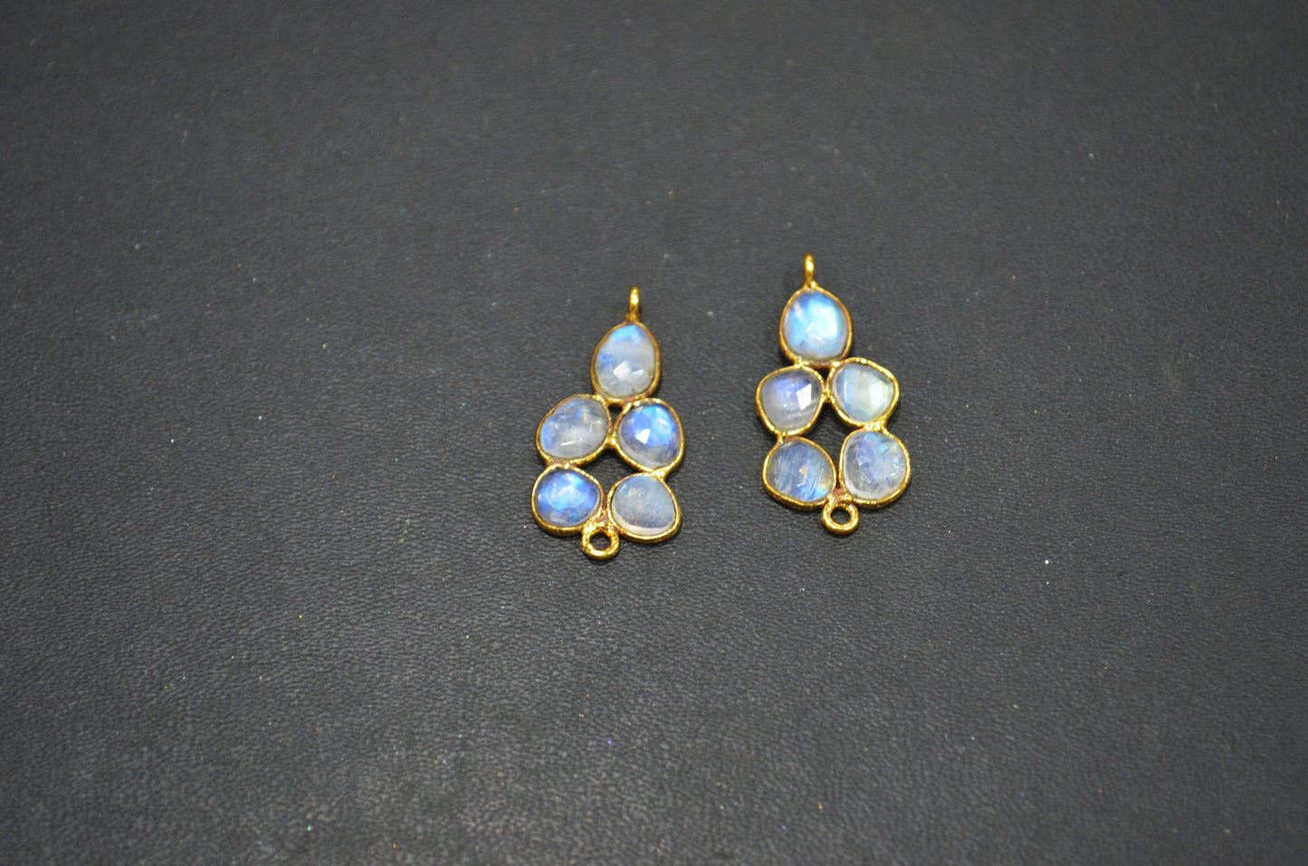 Flashy Rainbow Moonstone Faceted Slice Shape Fancy Connector , Sold By Pair  , 28 - 30 mm , R-032