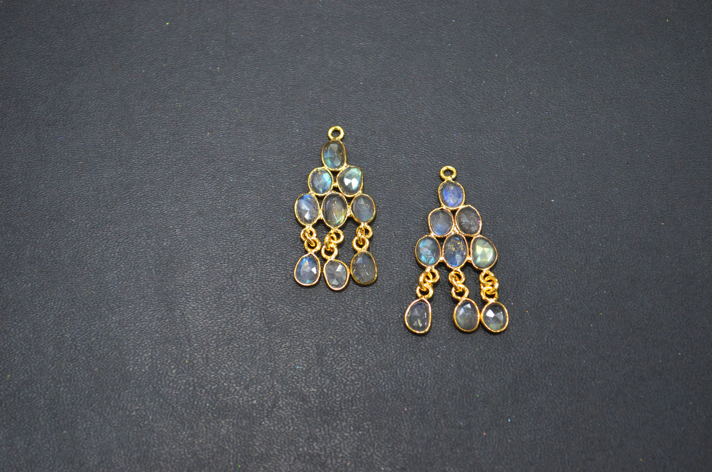 Natural Labradorite Faceted Slice Shape Fancy Connector , Sold By Pair  , 35 - 38 mm , R-034