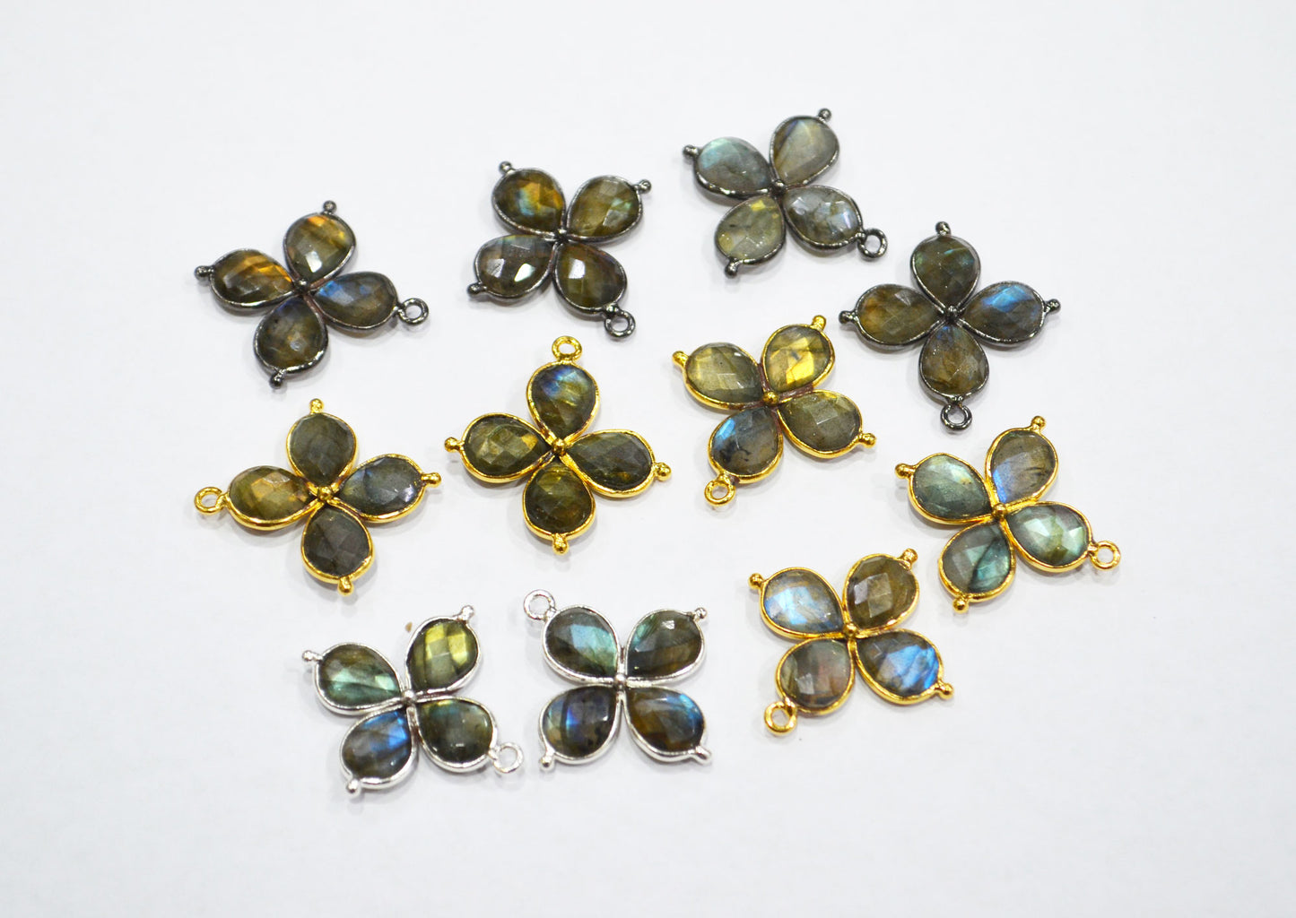 Flashy Labradorite Faceted Fancy Butterfly Shape Single Bail Connector , Sold By Piece , 25x27 mm , R-035