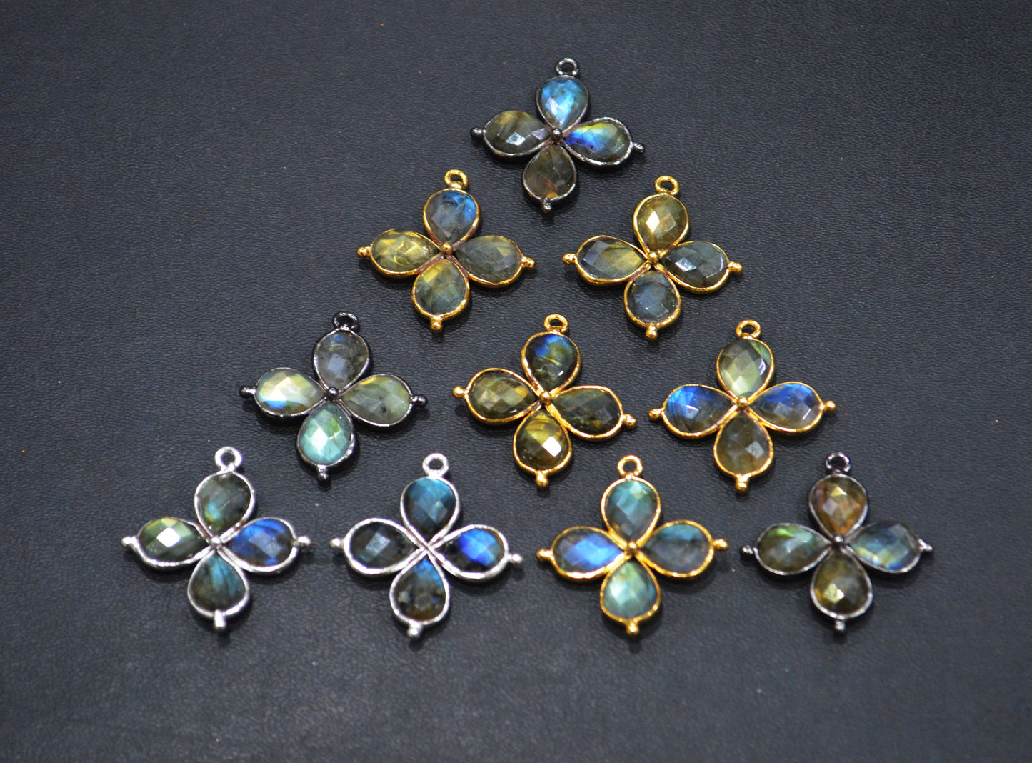 Flashy Labradorite Faceted Fancy Butterfly Shape Single Bail Connector , Sold By Piece , 25x27 mm , R-035
