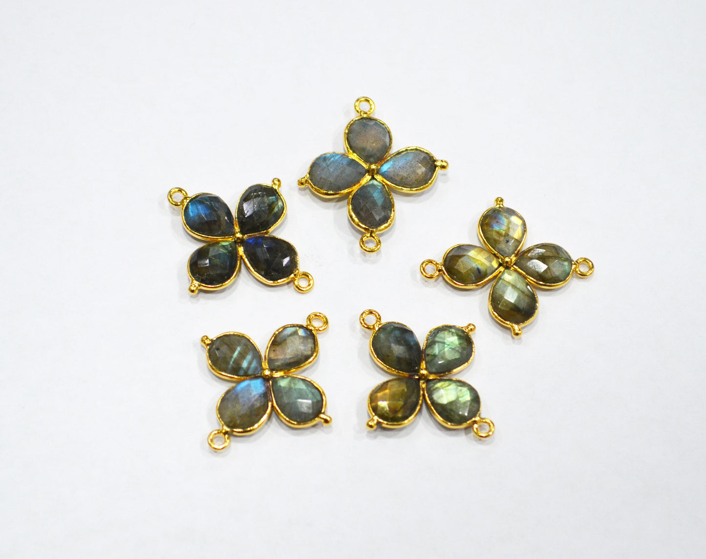 Flashy Labradorite Faceted Fancy Butterfly Shape Double Bail Connector , Sold By Piece , 25x29 mm , R-036